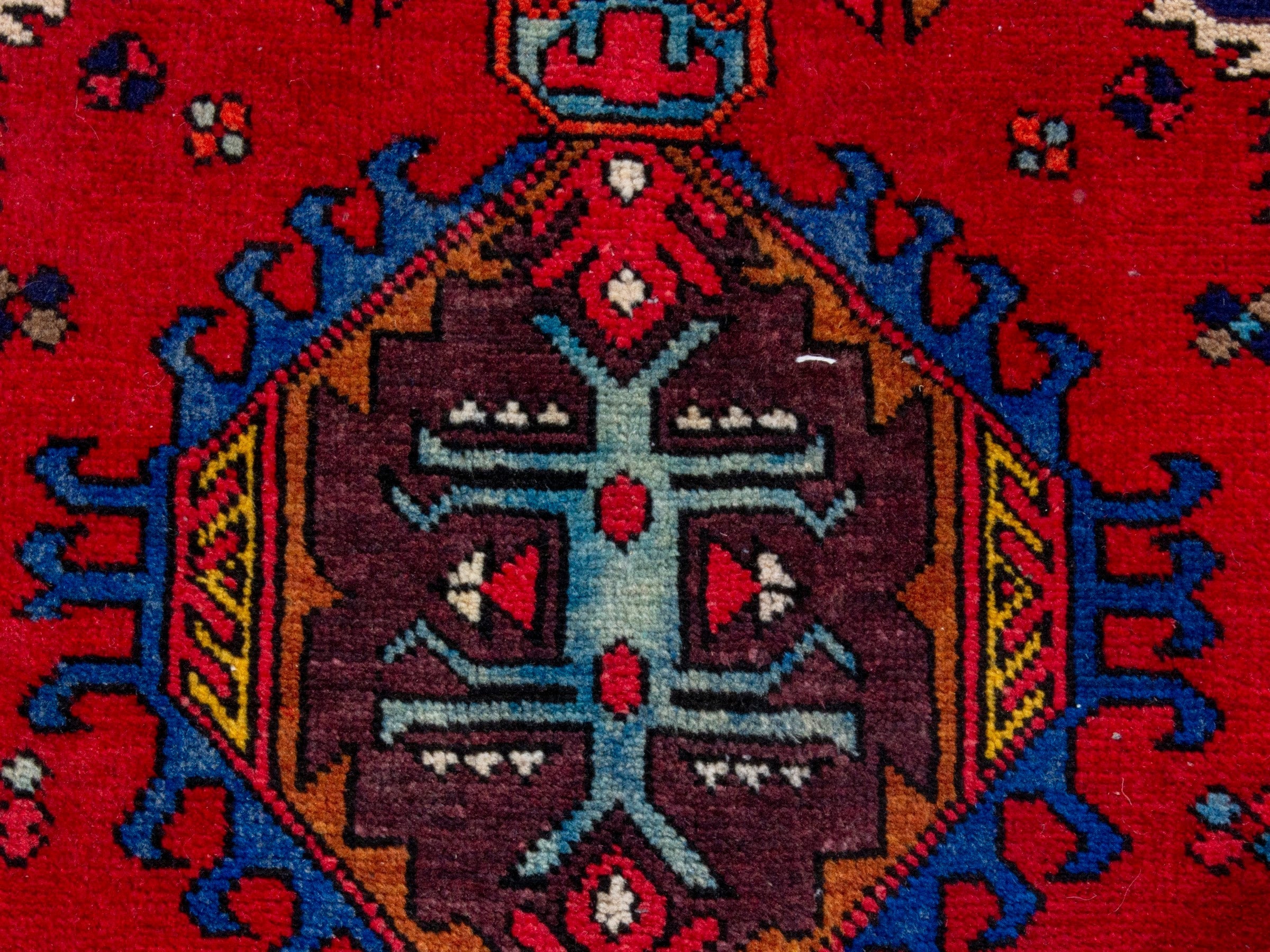 Persian Gorevan runner rug in deep red and cream, view 8 of 18