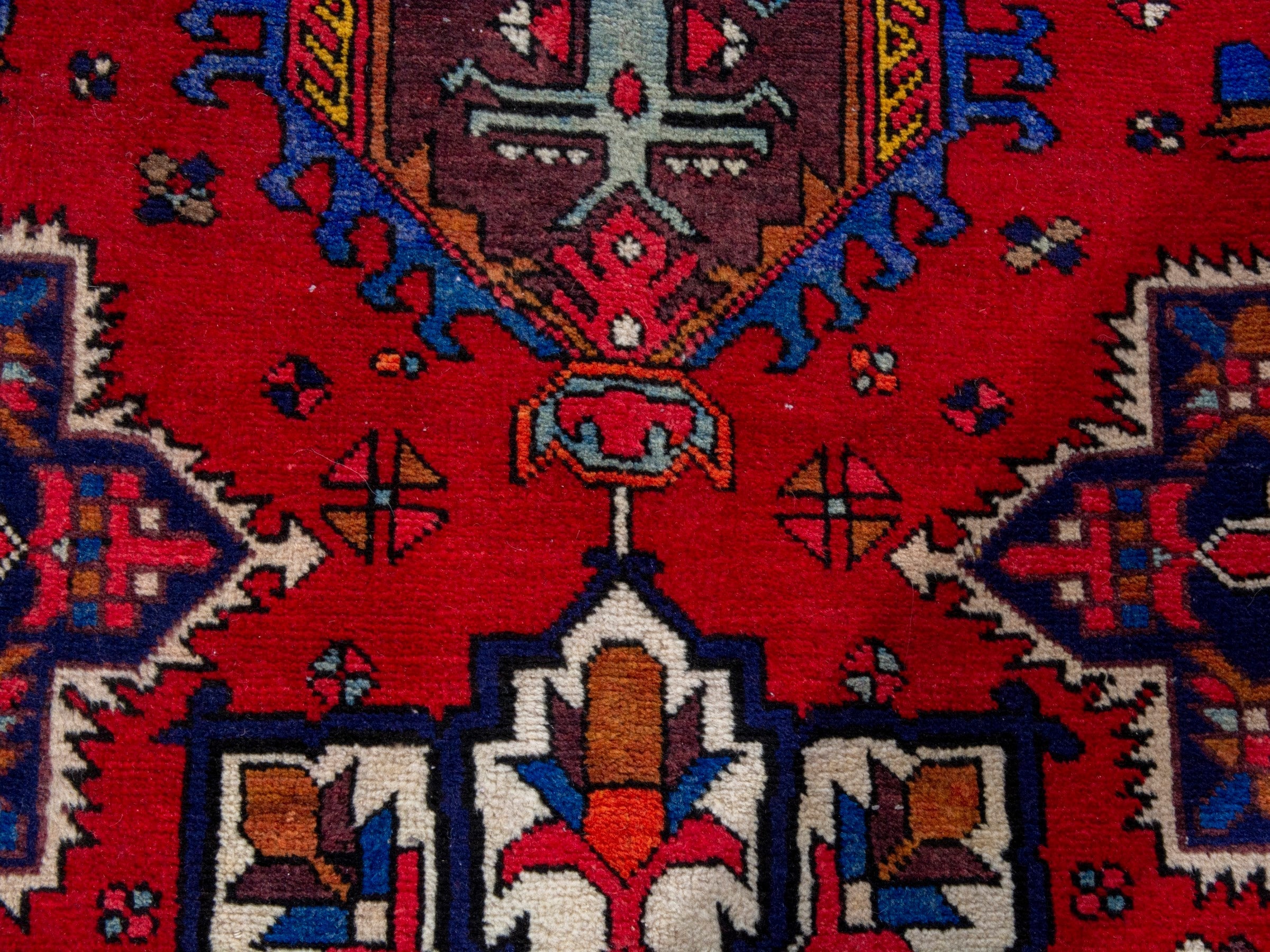 Persian Gorevan runner rug in deep red and cream, view 11 of 18