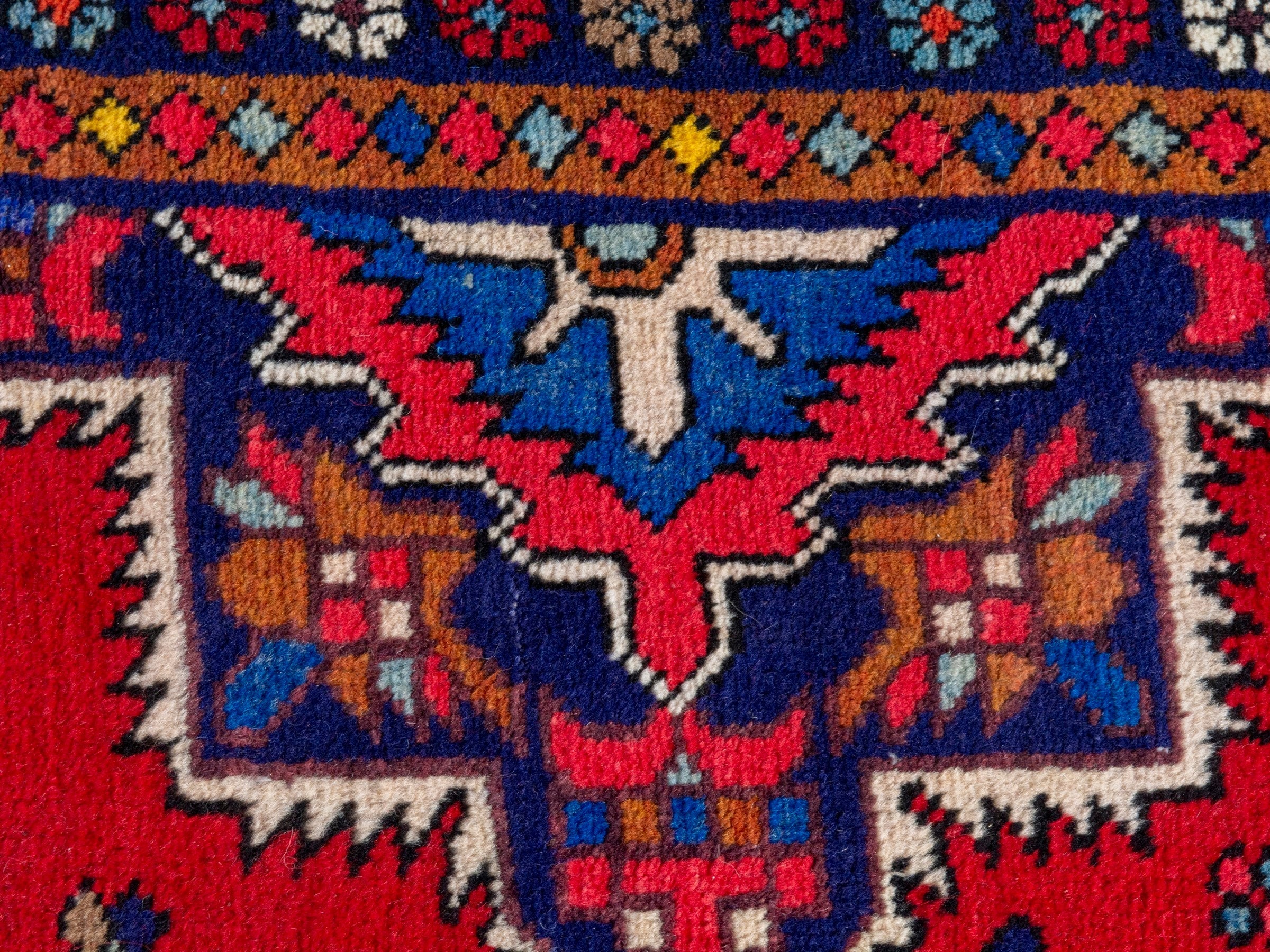Persian Gorevan runner rug in deep red and cream, view 12 of 18