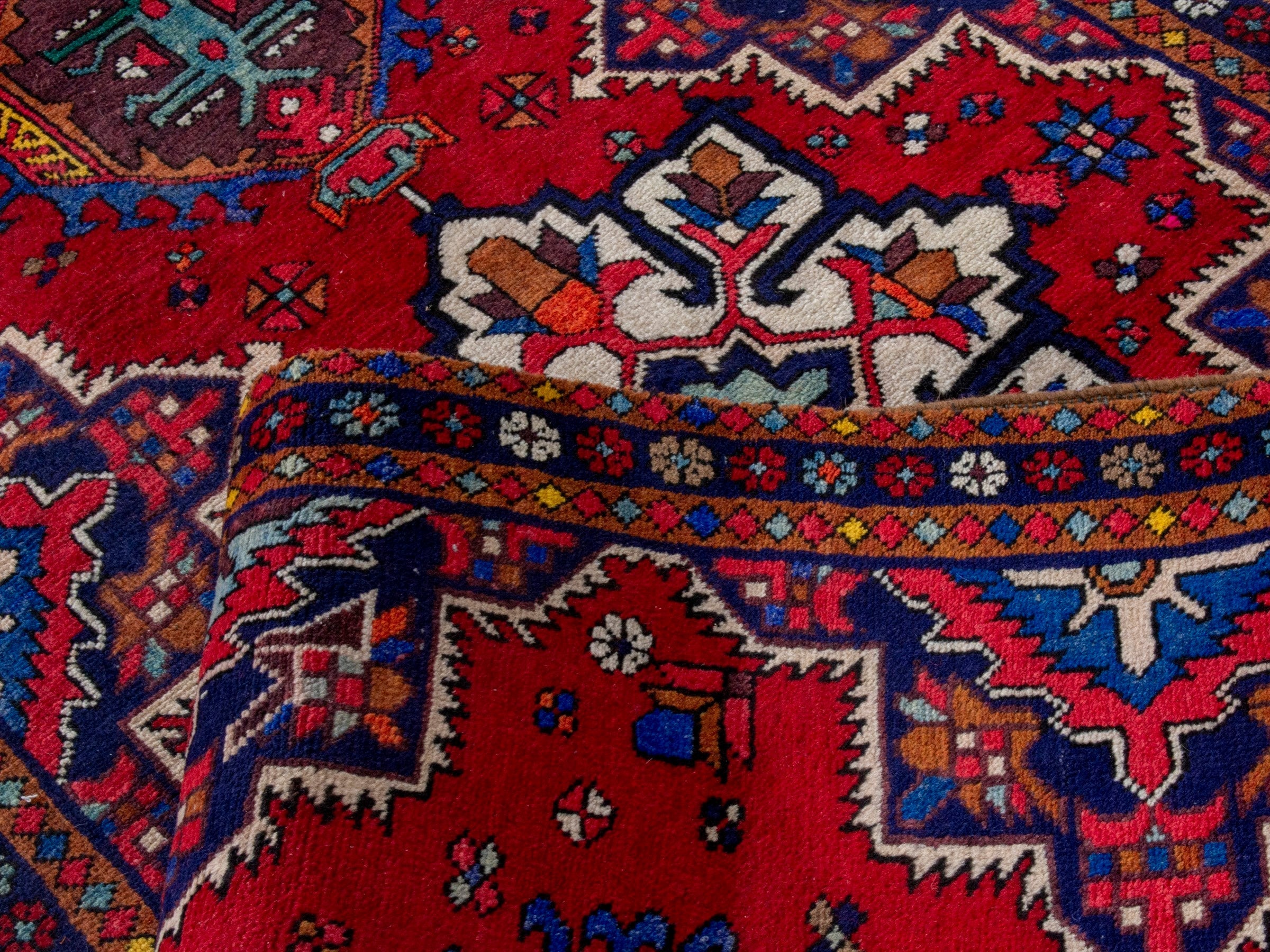Persian Gorevan runner rug in deep red and cream, view 14 of 18