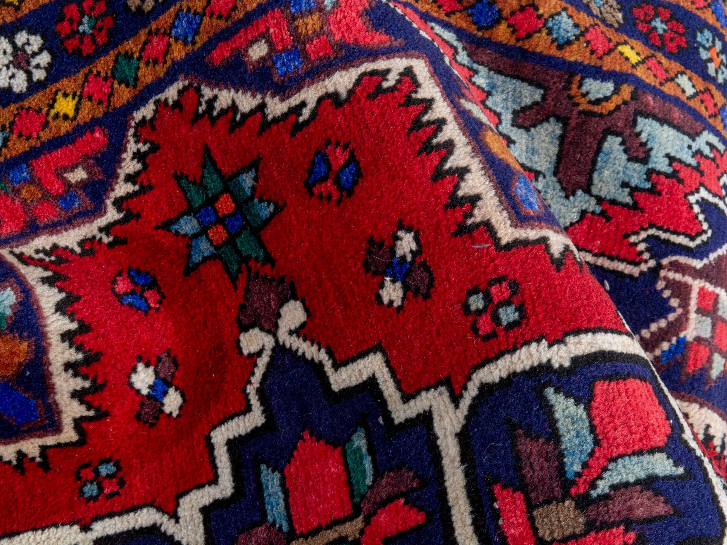 Persian Gorevan runner rug in deep red and cream, view 16 of 18