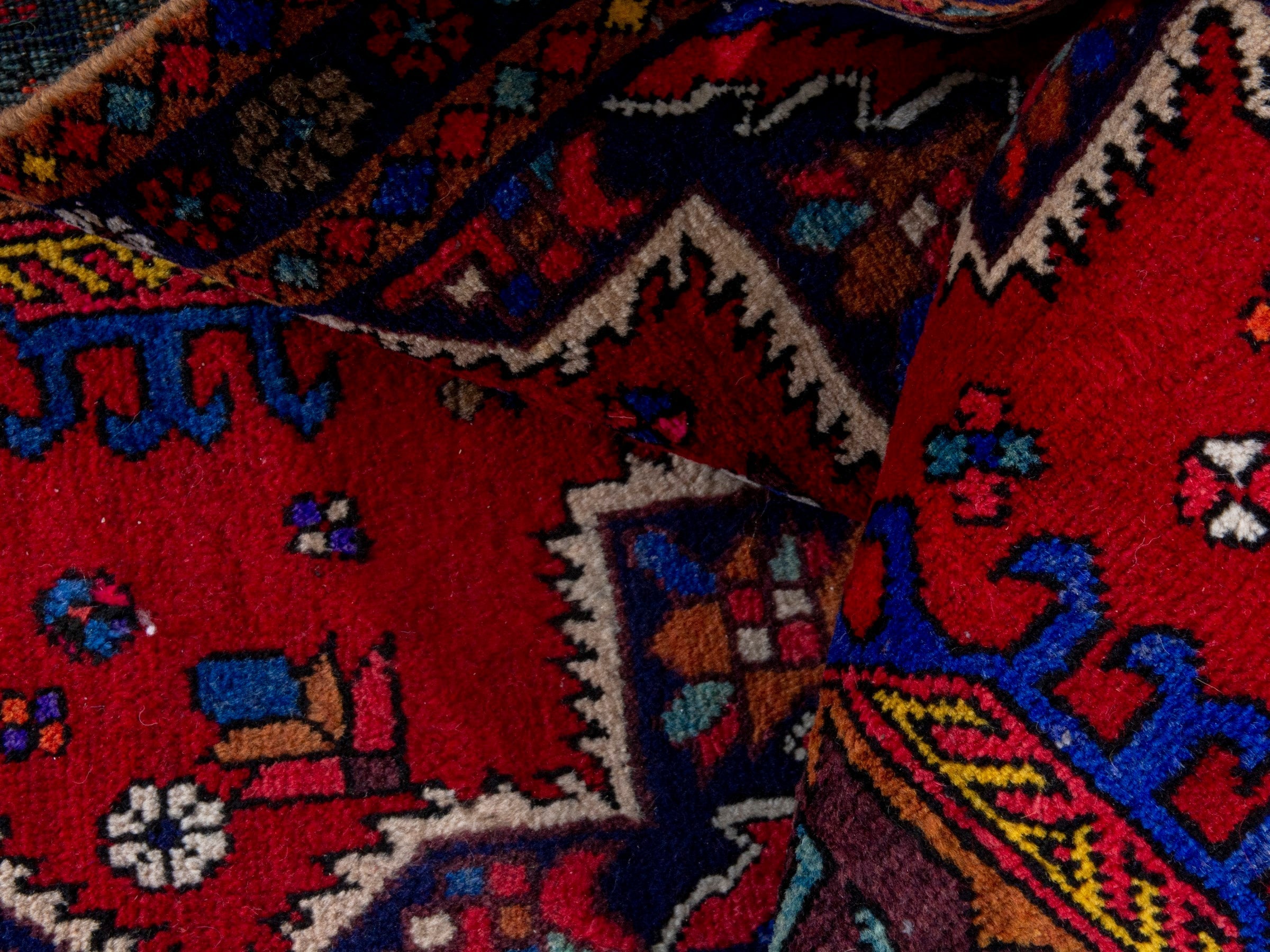 Persian Gorevan runner rug in deep red and cream, view 17 of 18