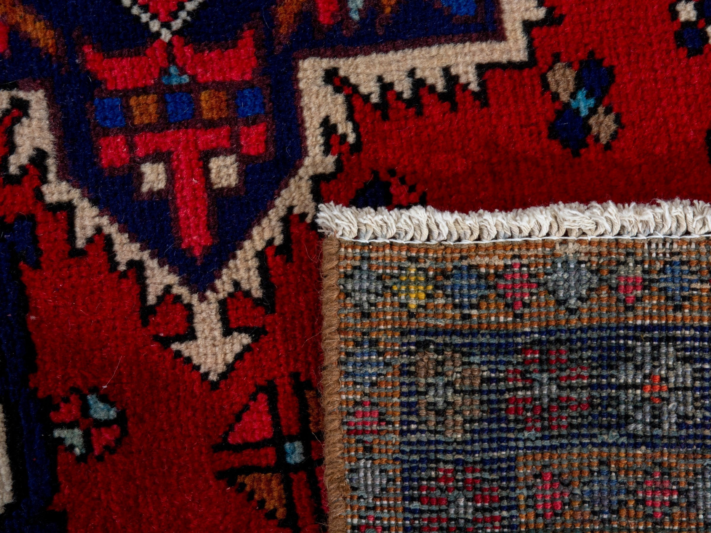 Persian Gorevan runner rug in deep red and cream, view 18 of 18