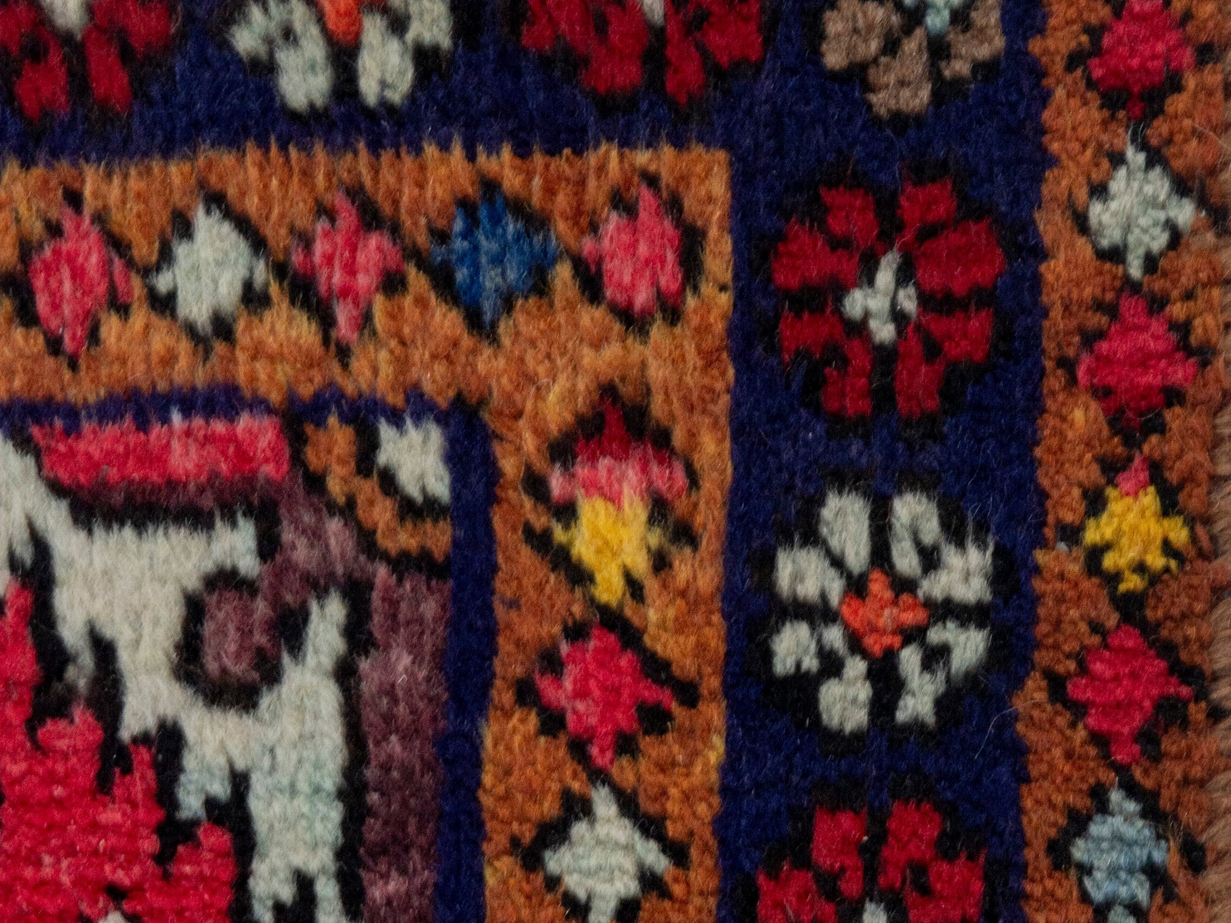 Persian Gorevan runner rug in deep red and cream, view 4 of 18