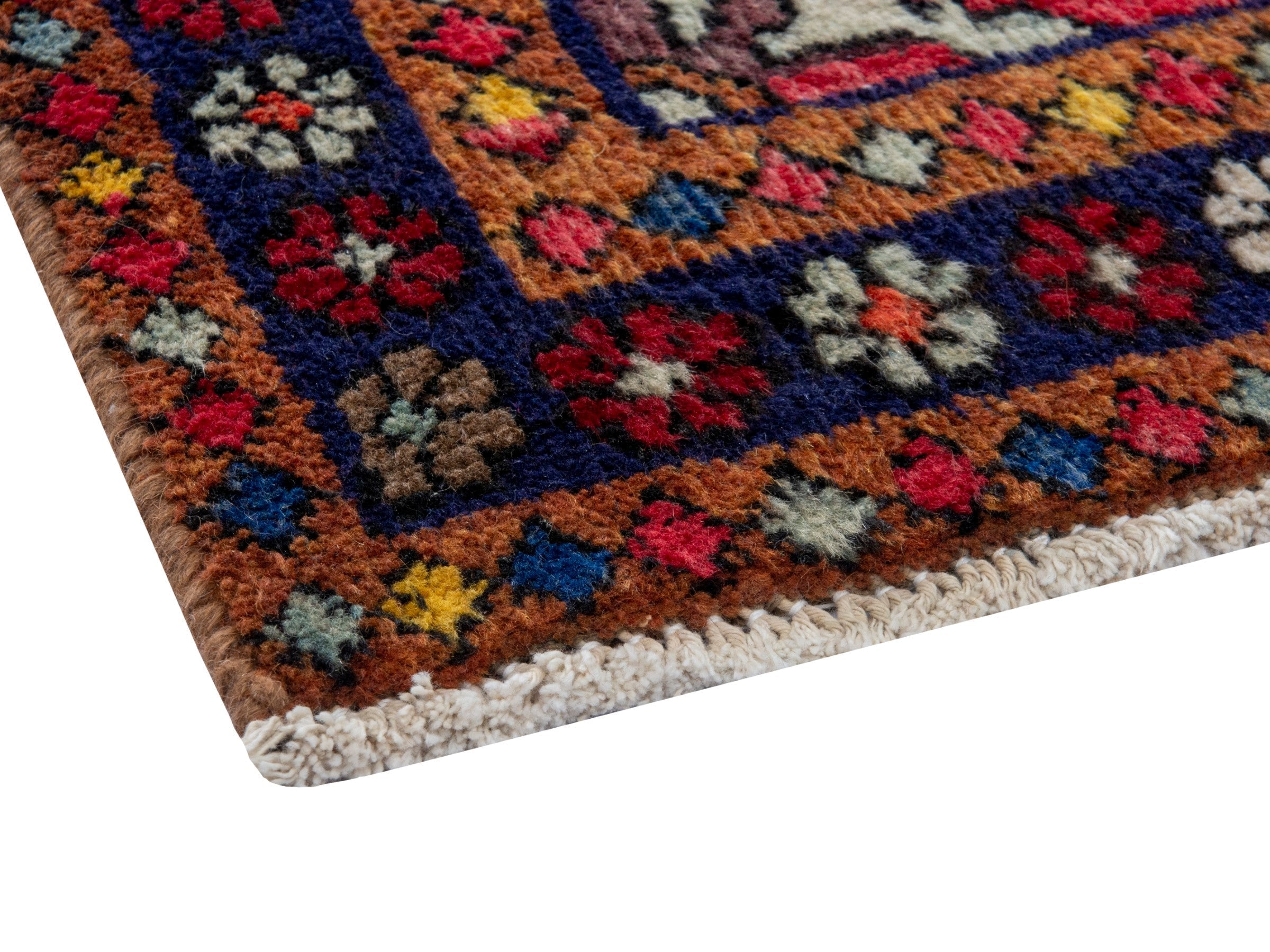 Persian Gorevan runner rug in deep red and cream, view 10 of 18