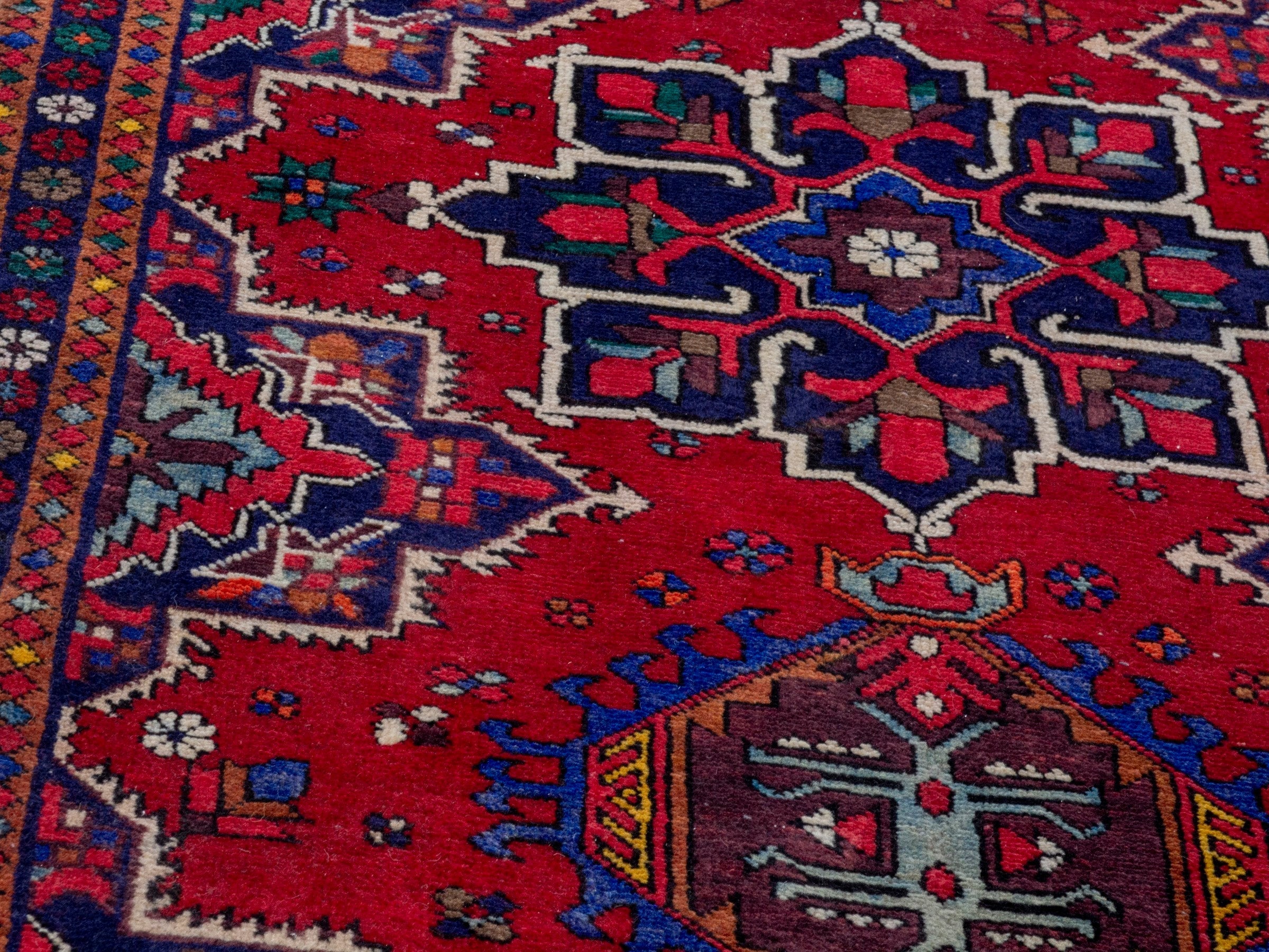 Persian Gorevan runner rug in deep red and cream, view 5 of 18