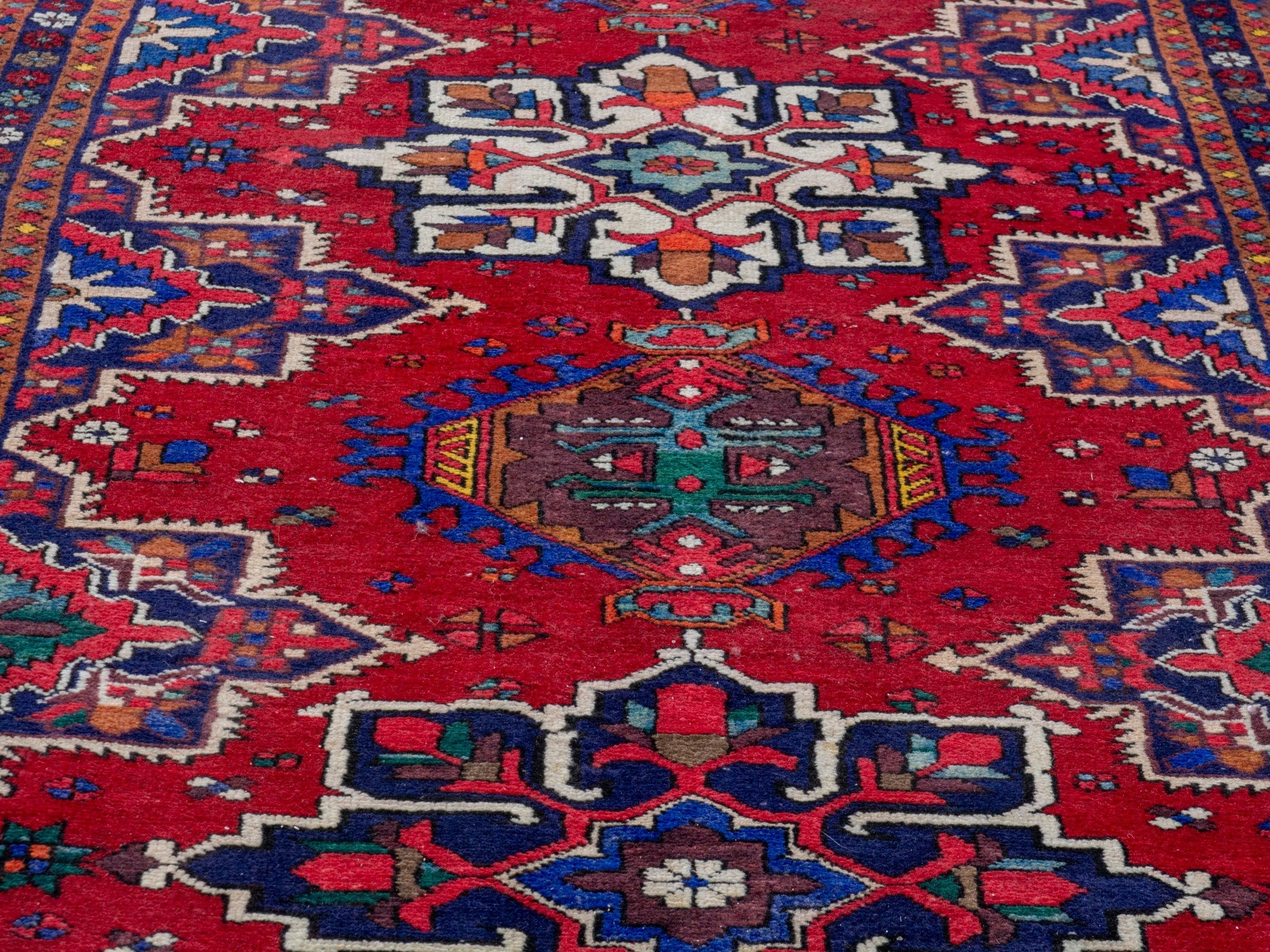 Persian Gorevan runner rug in deep red and cream, view 6 of 18