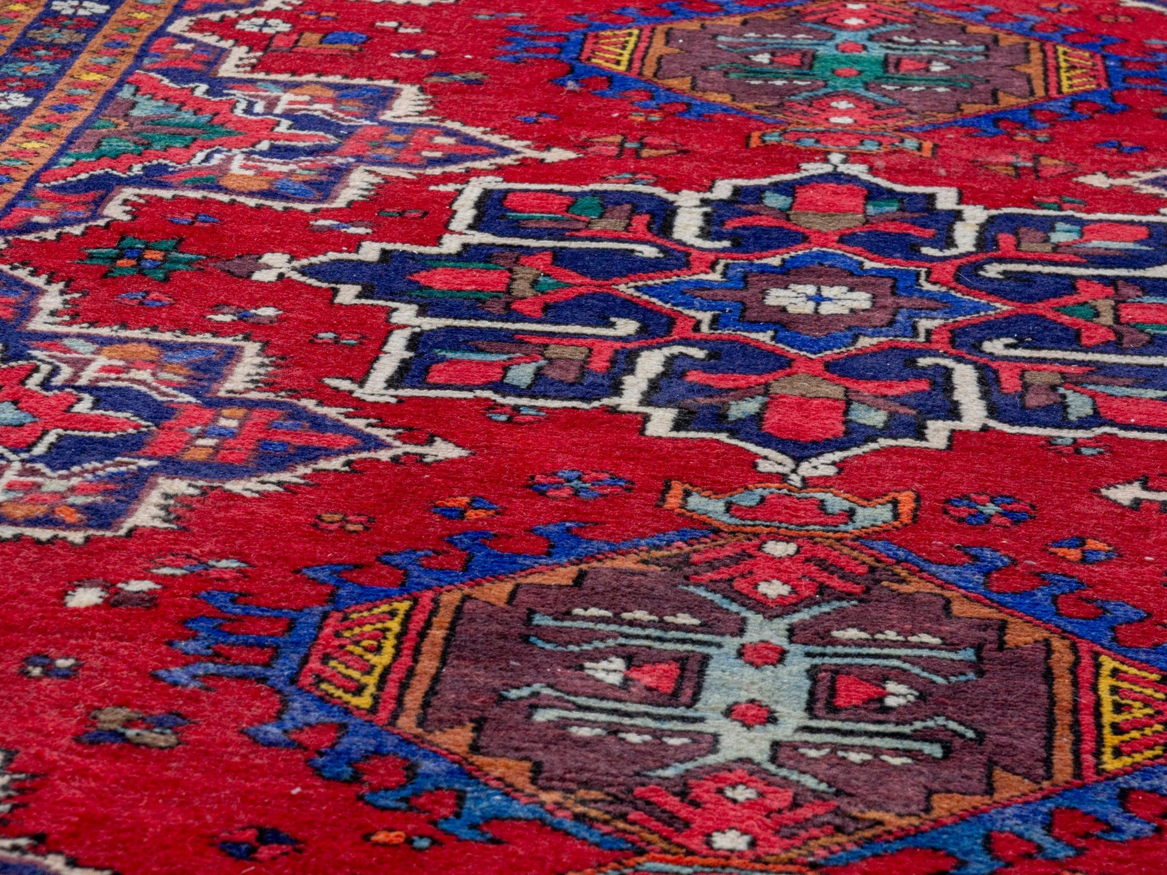 Persian Gorevan runner rug in deep red and cream, view 7 of 18