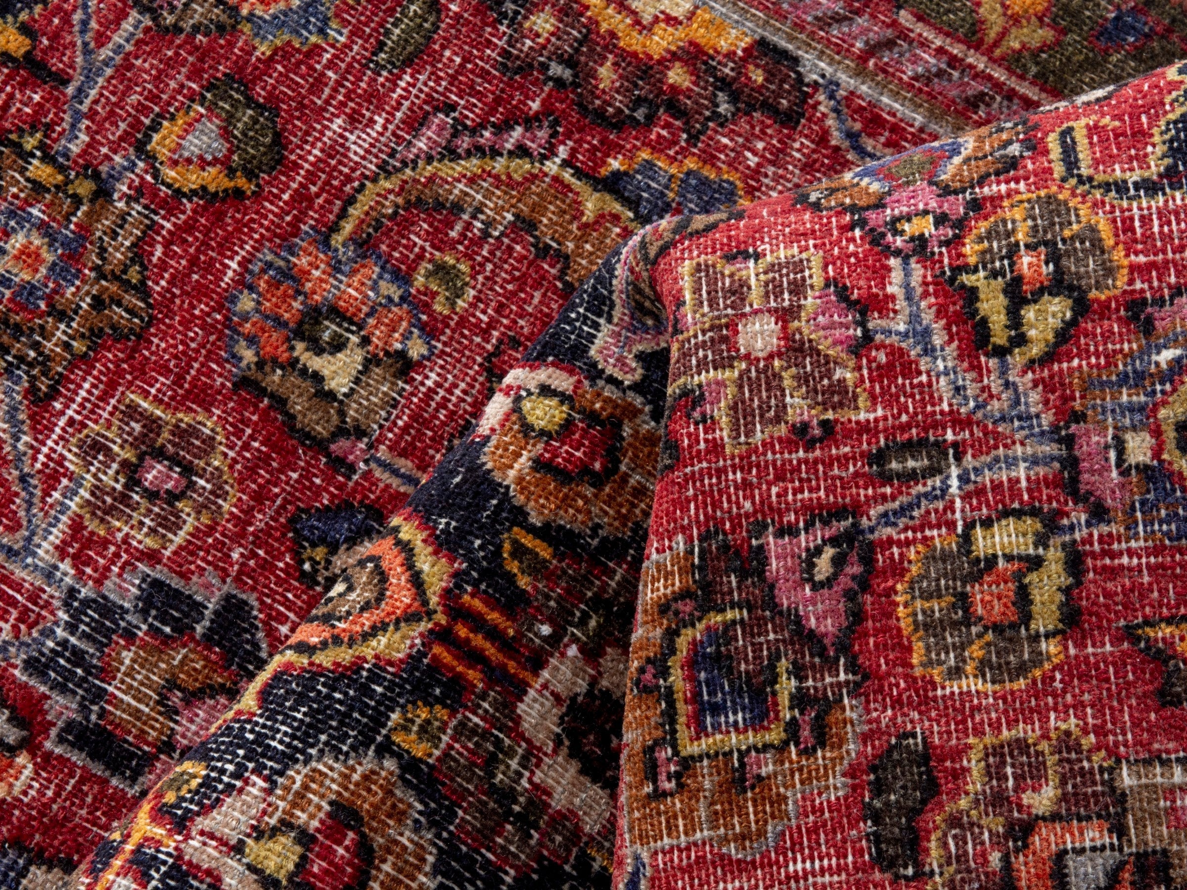 Persian Dorokhsh runner rug in deep red and burgundy, view 16 of 18