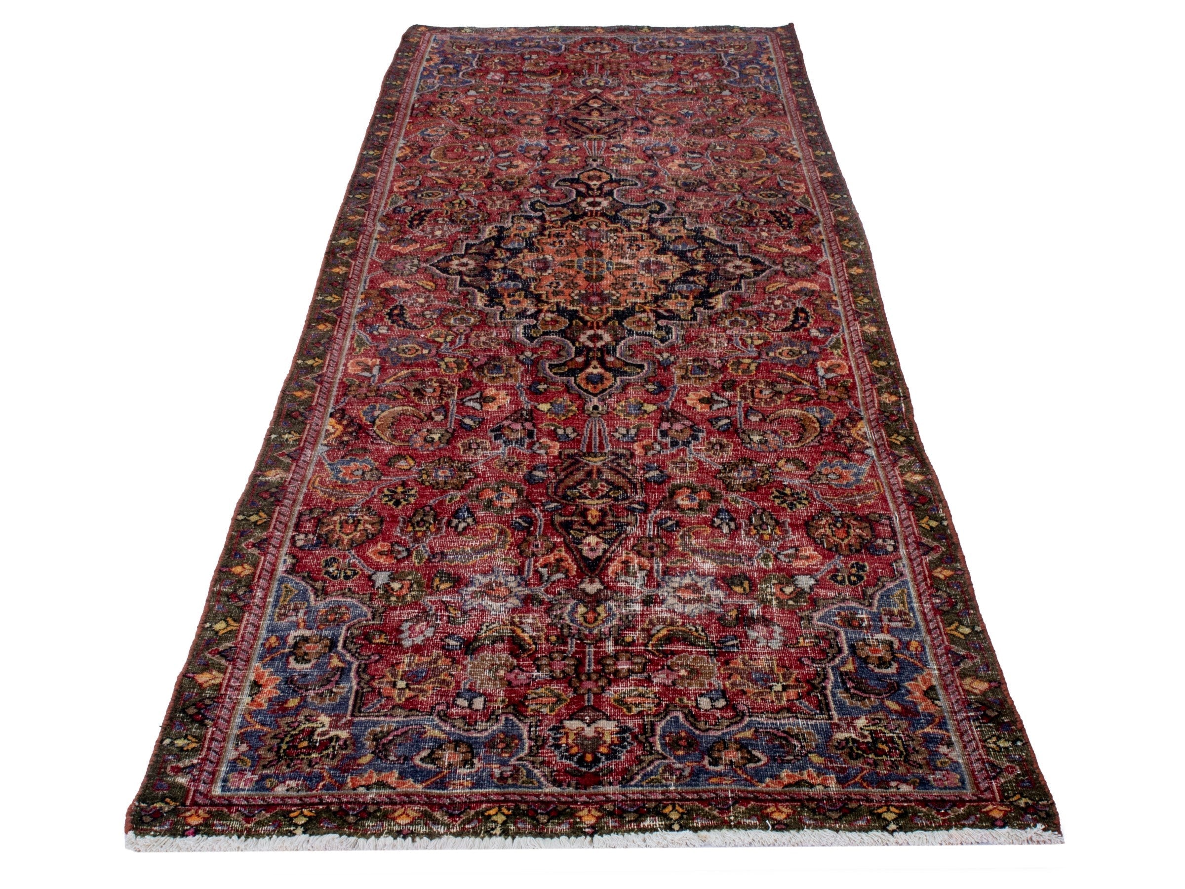 Persian Dorokhsh runner rug in deep red and burgundy, view 2 of 18