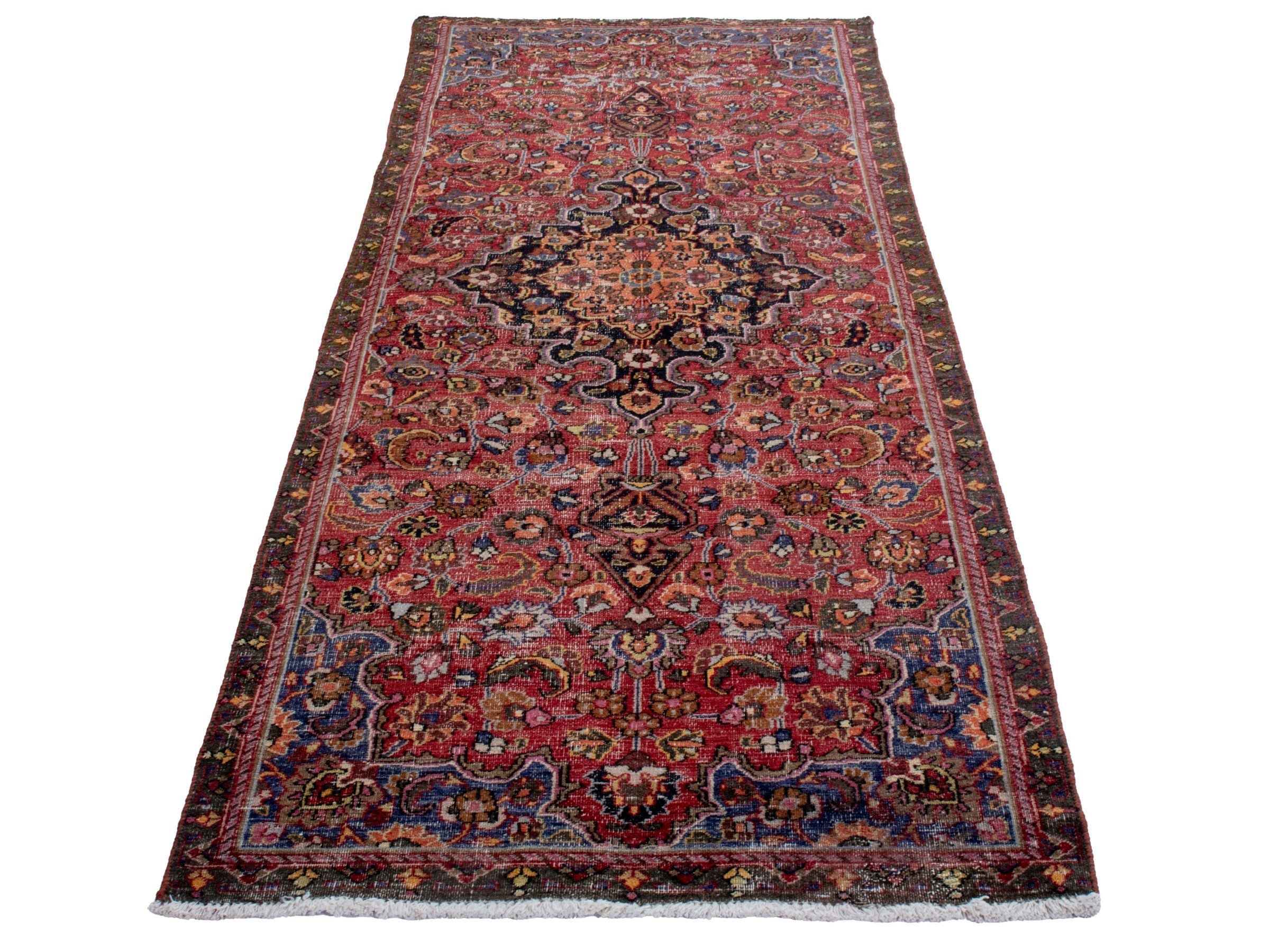 Persian Dorokhsh runner rug in deep red and burgundy, view 3 of 18