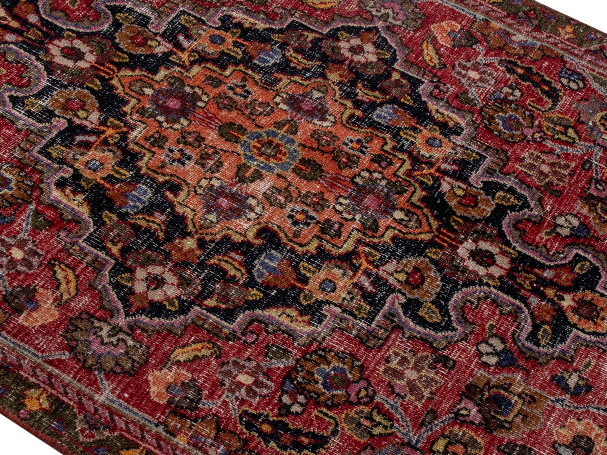 Persian Dorokhsh runner rug in deep red and burgundy, view 4 of 18