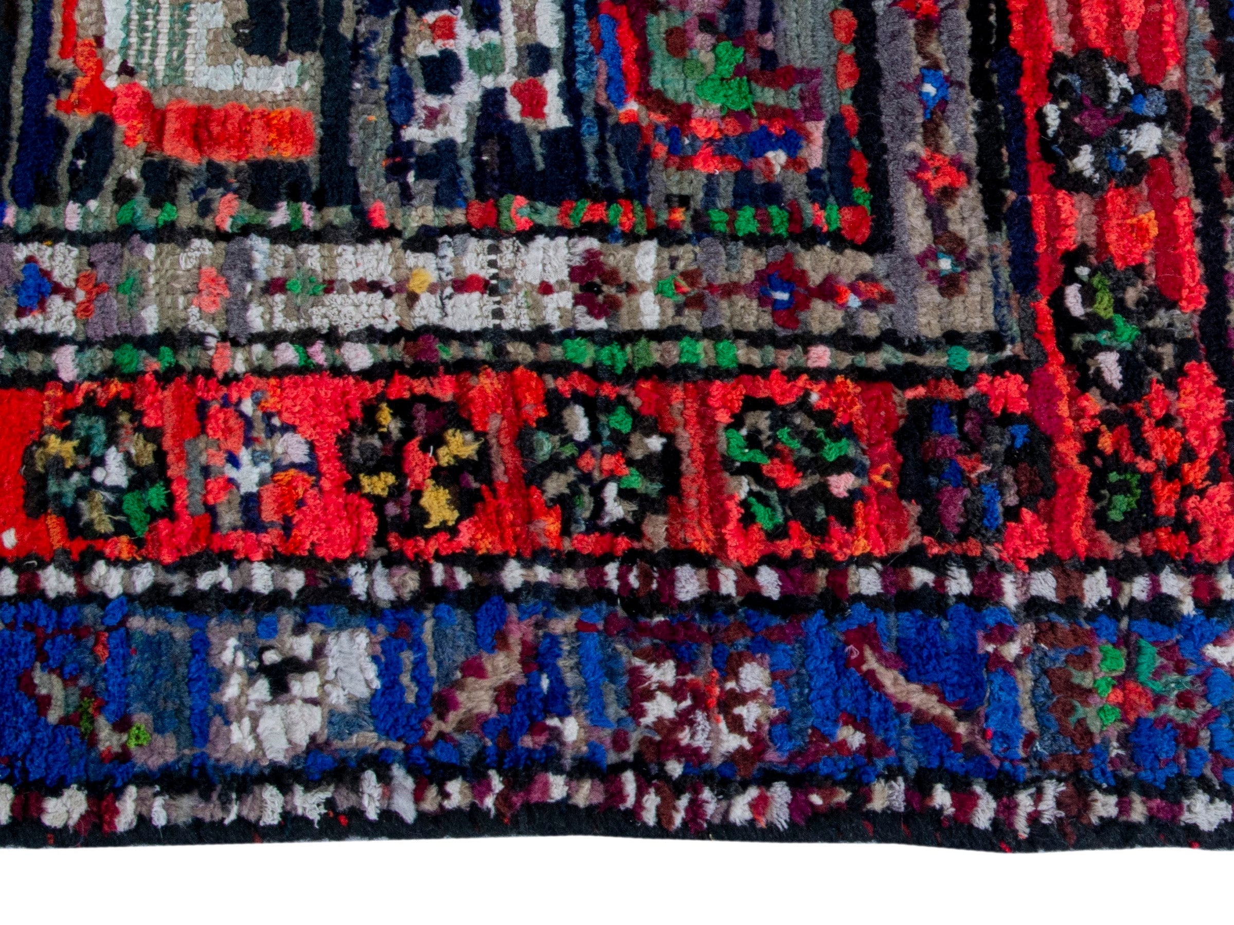 Persian Hamedan runner rug in navy and rust, view 10 of 19
