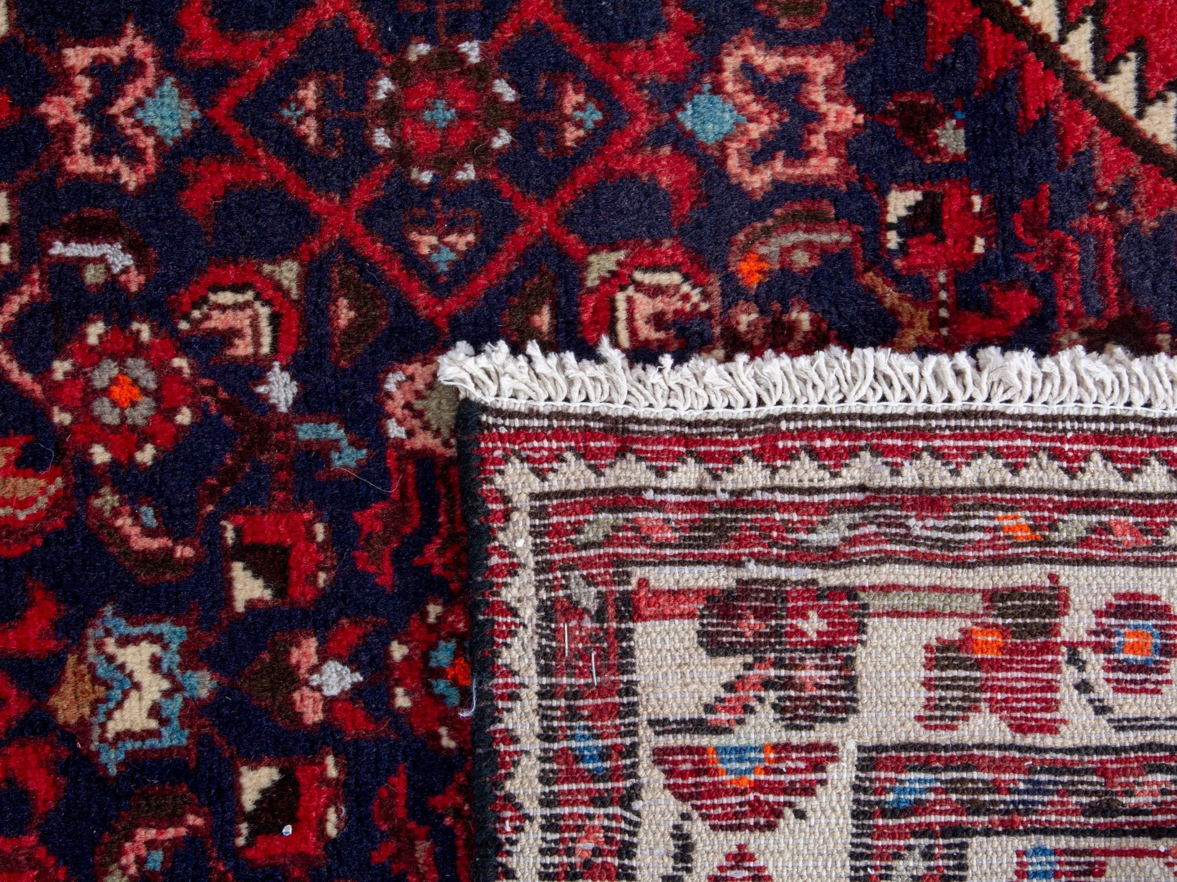 Persian Hamedan runner rug in burgundy and ivory, view 19 of 19