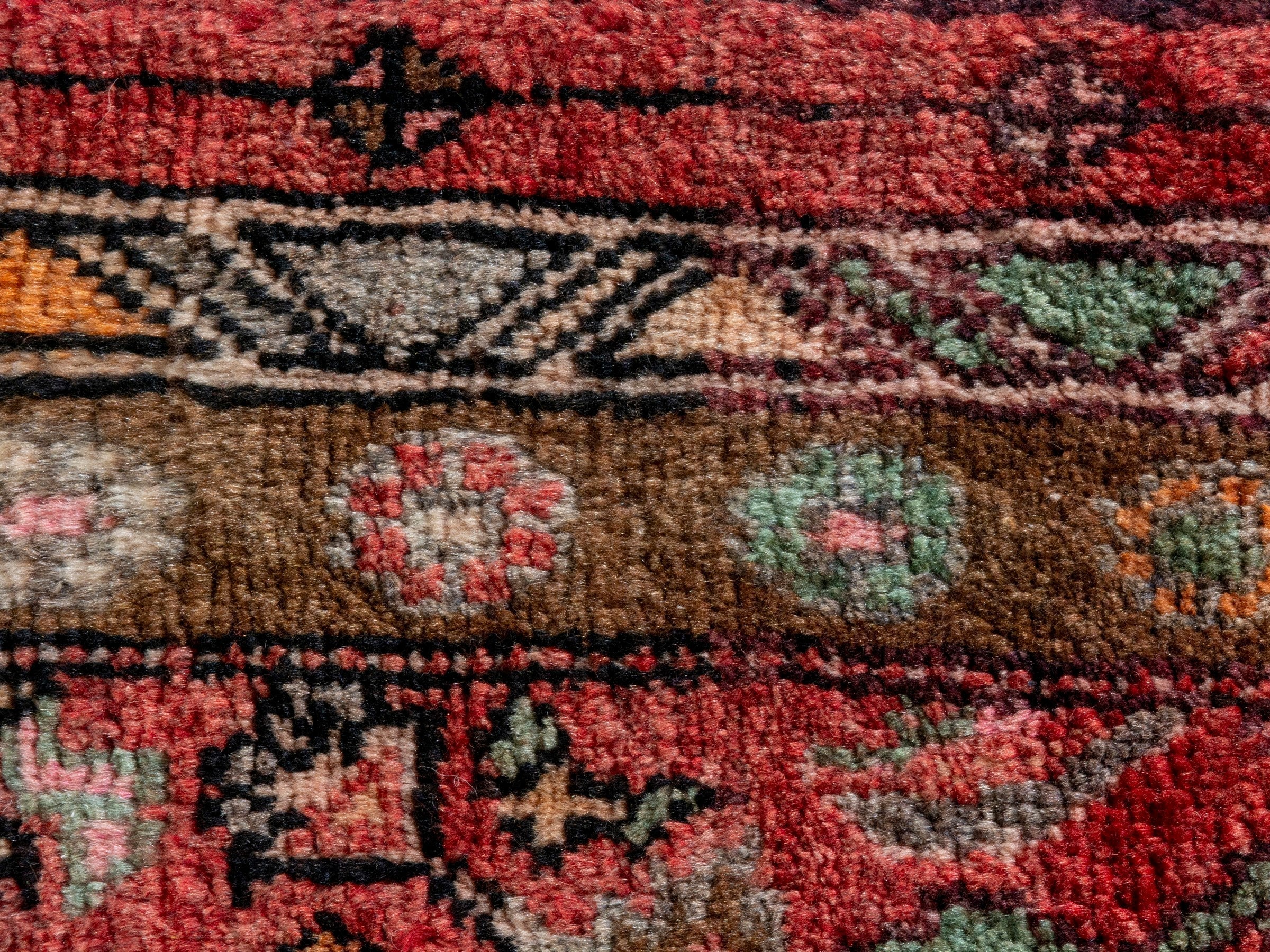 Persian Lori runner rug in burgundy and cream, view 13 of 20