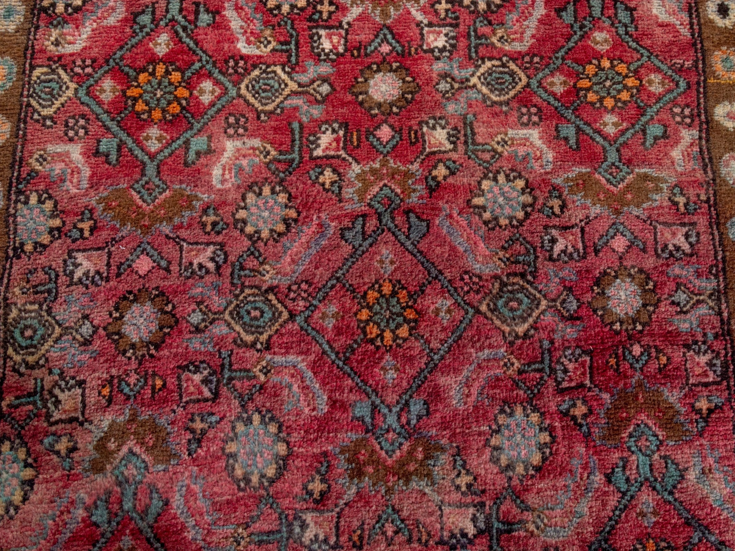 Persian Lori runner rug in burgundy and cream, view 14 of 20
