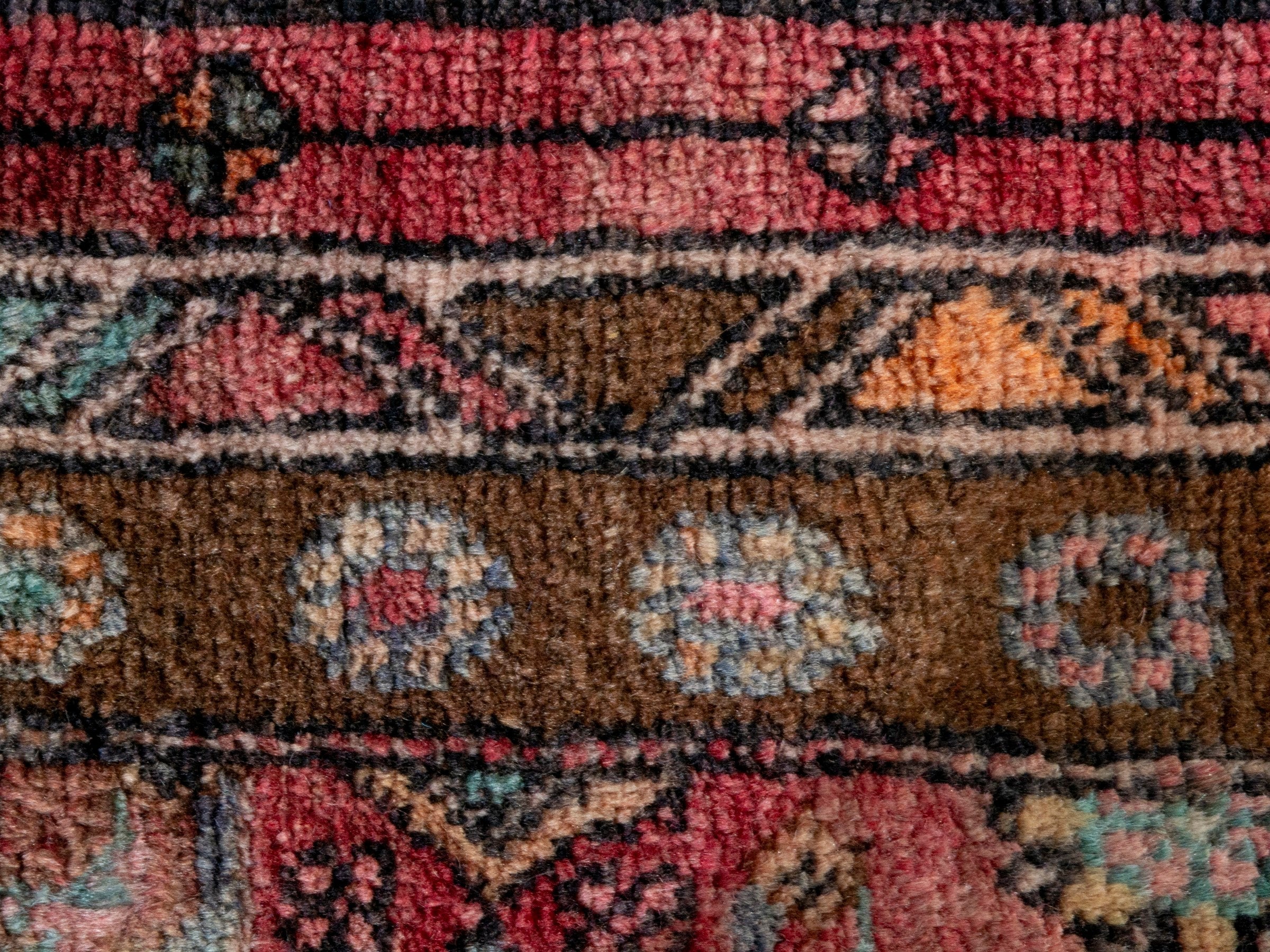 Persian Lori runner rug in burgundy and cream, view 15 of 20