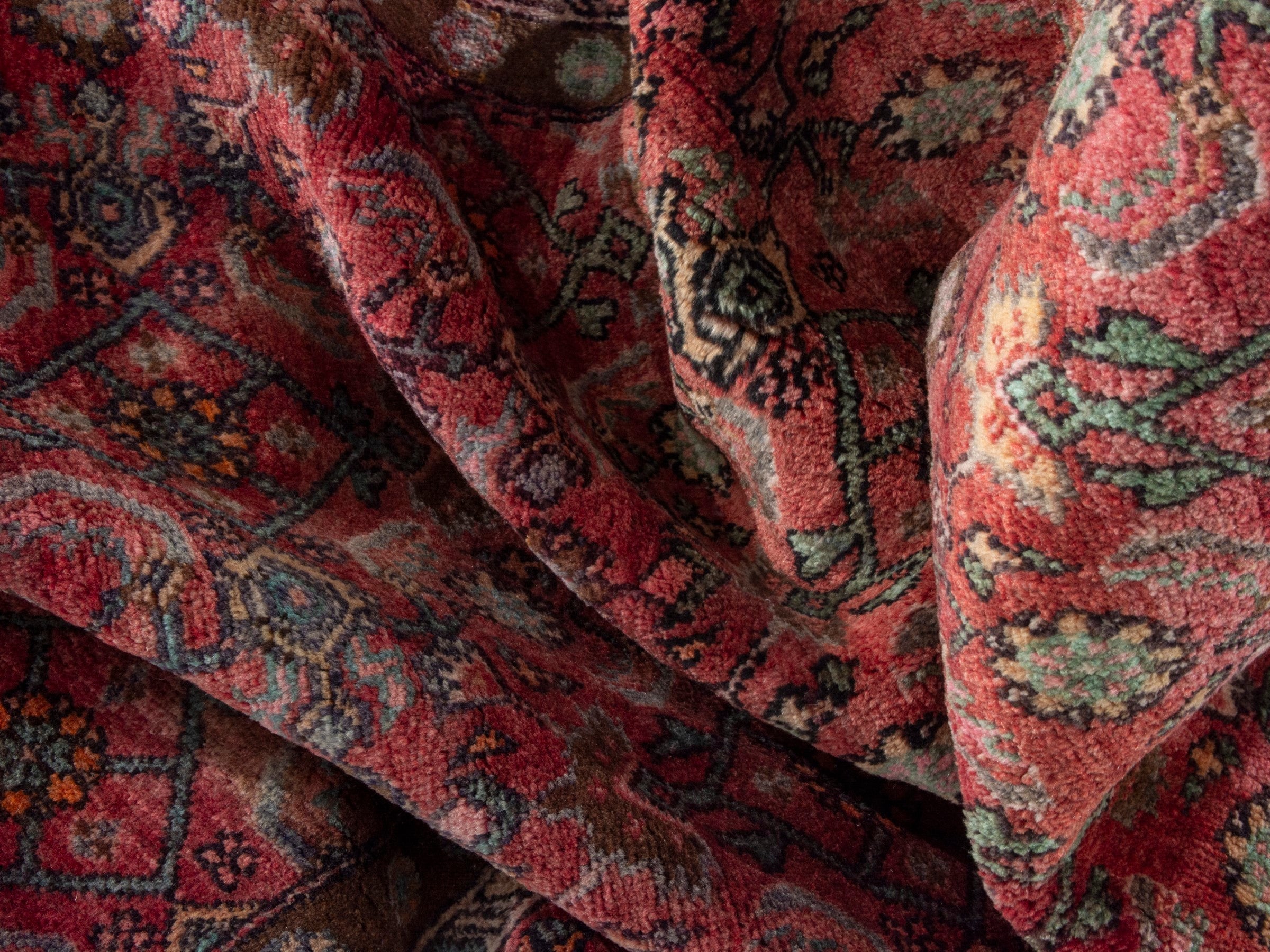 Persian Lori runner rug in burgundy and cream, view 18 of 20