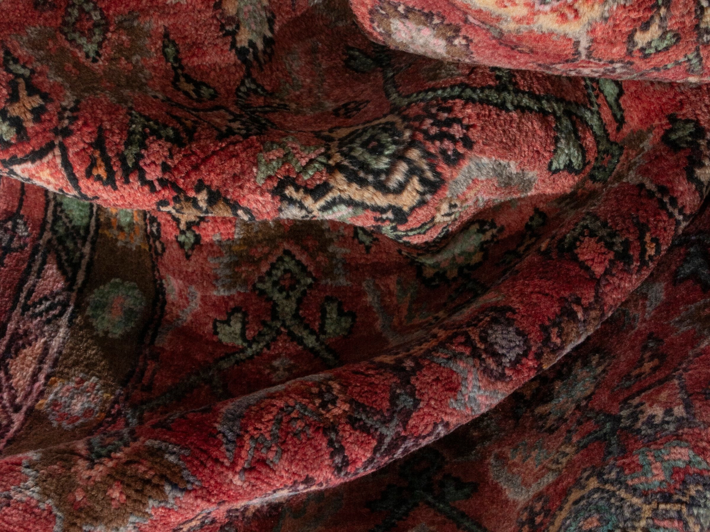 Persian Lori runner rug in burgundy and cream, view 19 of 20