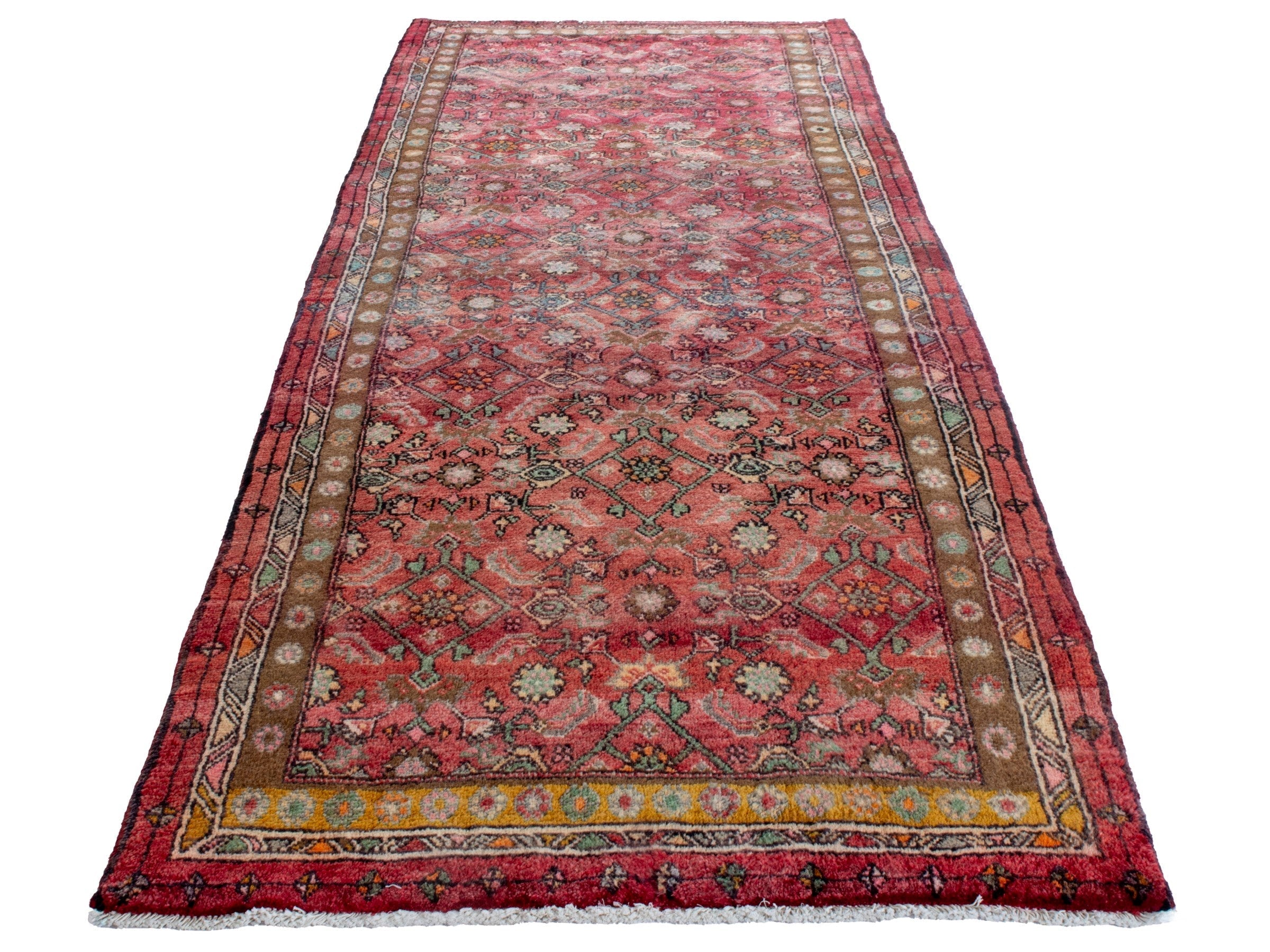 Persian Lori runner rug in burgundy and cream, view 3 of 20