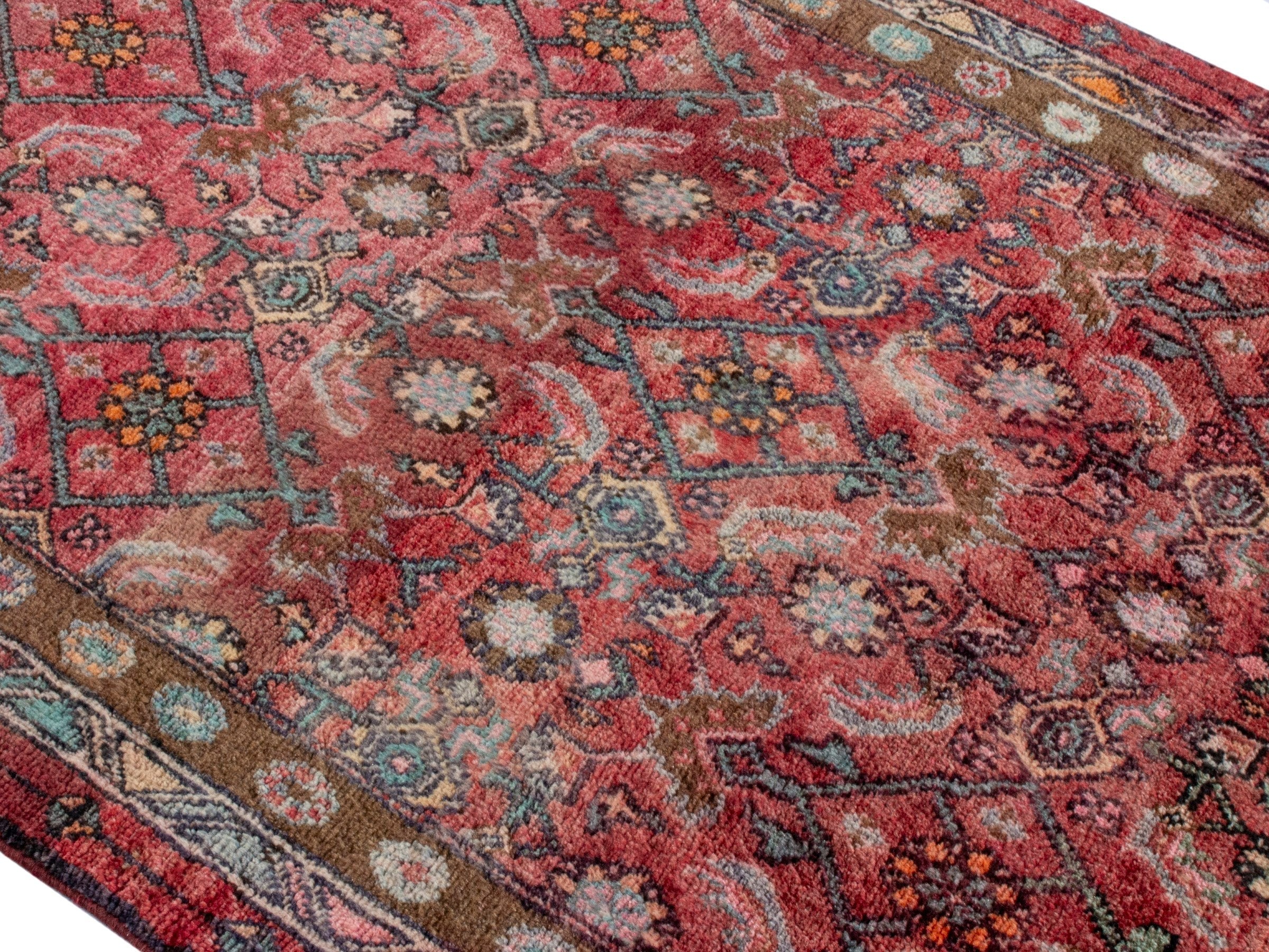 Persian Lori runner rug in burgundy and cream, view 4 of 20