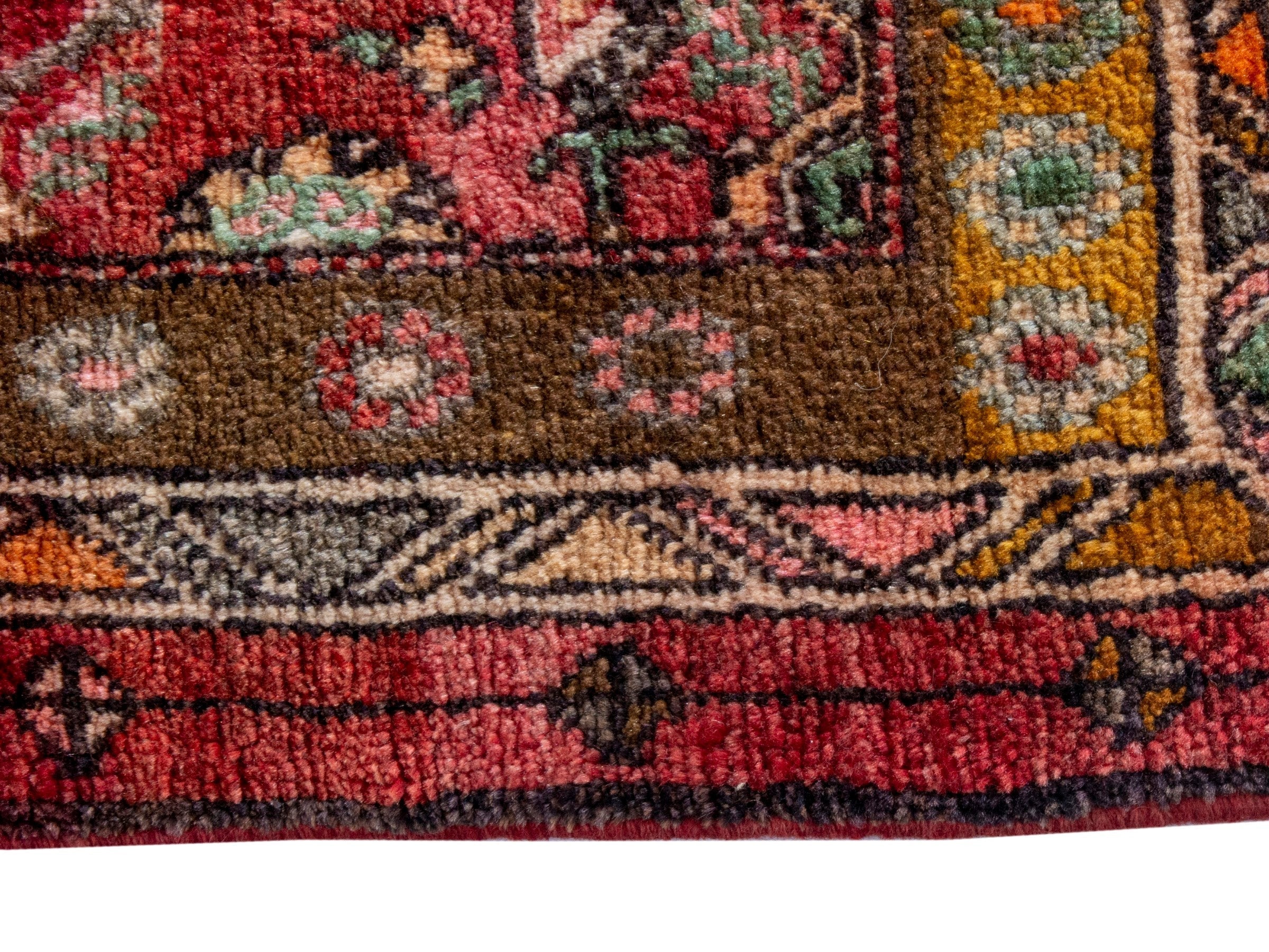 Persian Lori runner rug in burgundy and cream, view 10 of 20