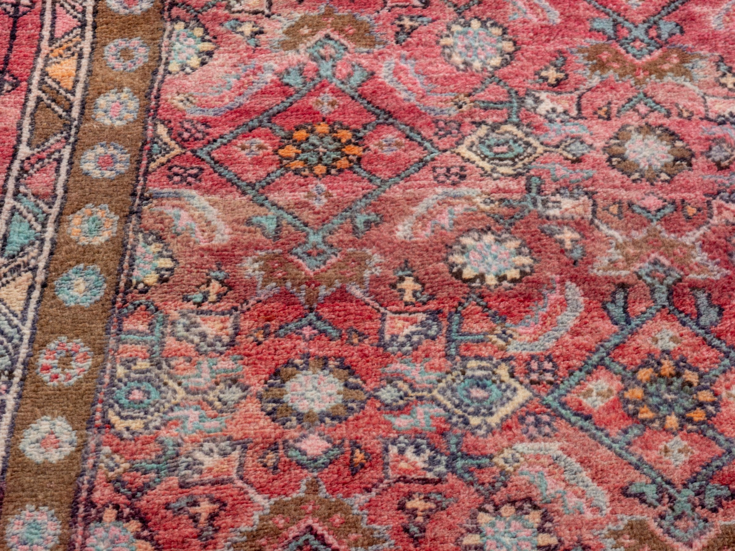 Persian Lori runner rug in burgundy and cream, view 9 of 20