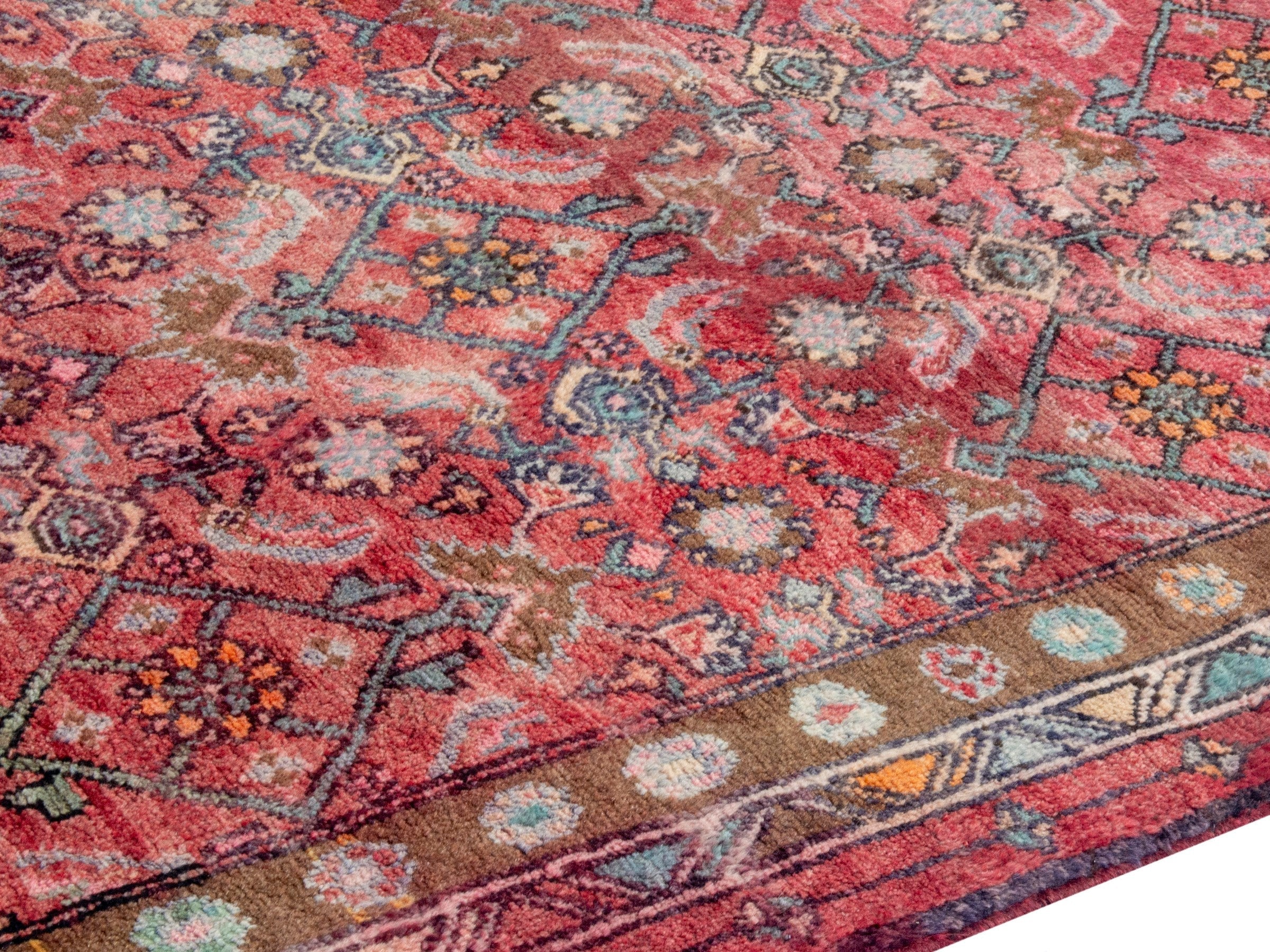 Persian Lori runner rug in burgundy and cream, view 6 of 20