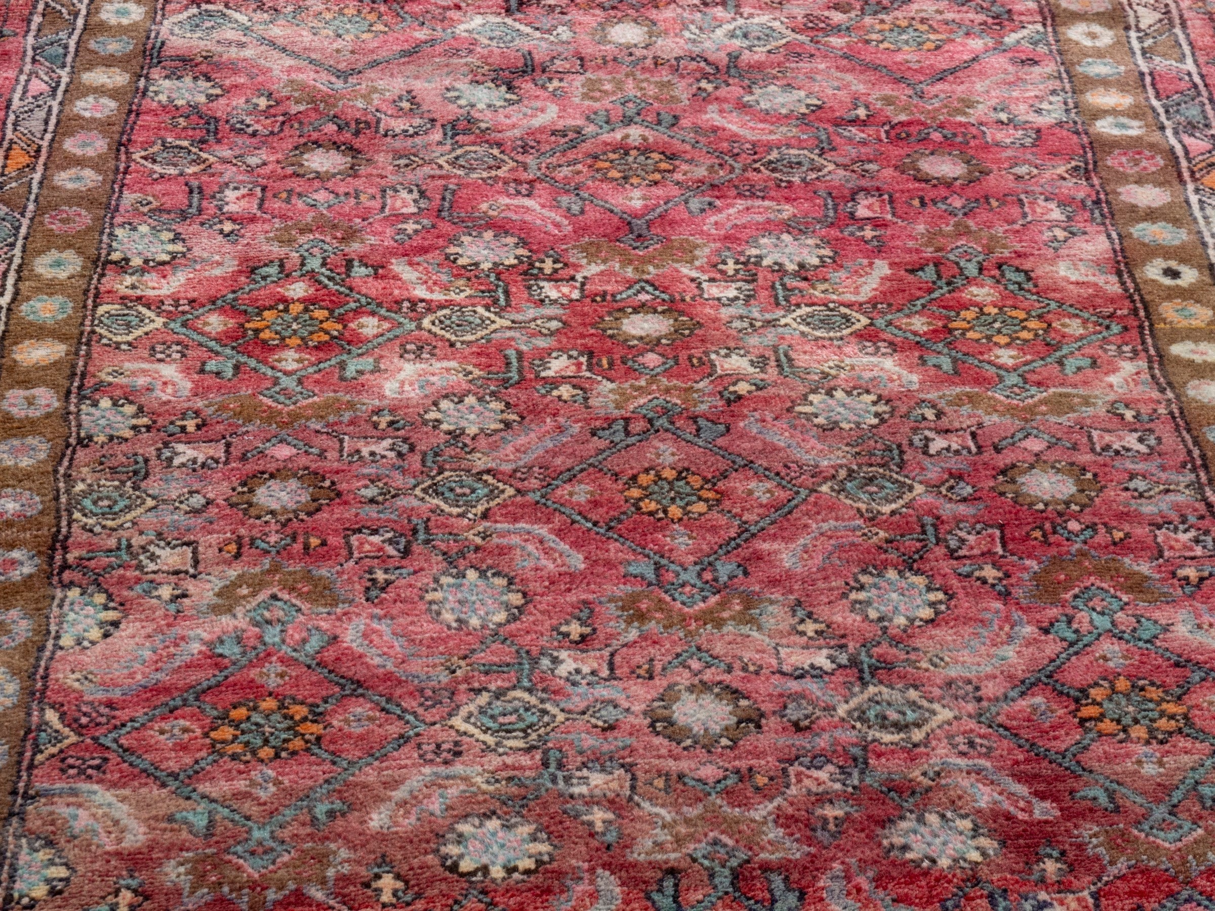 Persian Lori runner rug in burgundy and cream, view 7 of 20