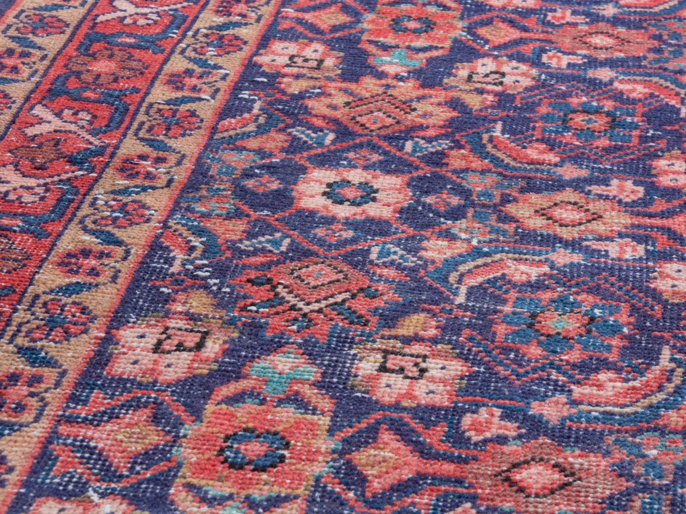 Persian Mahal runner rug in dark blue and rust, view 8 of 19