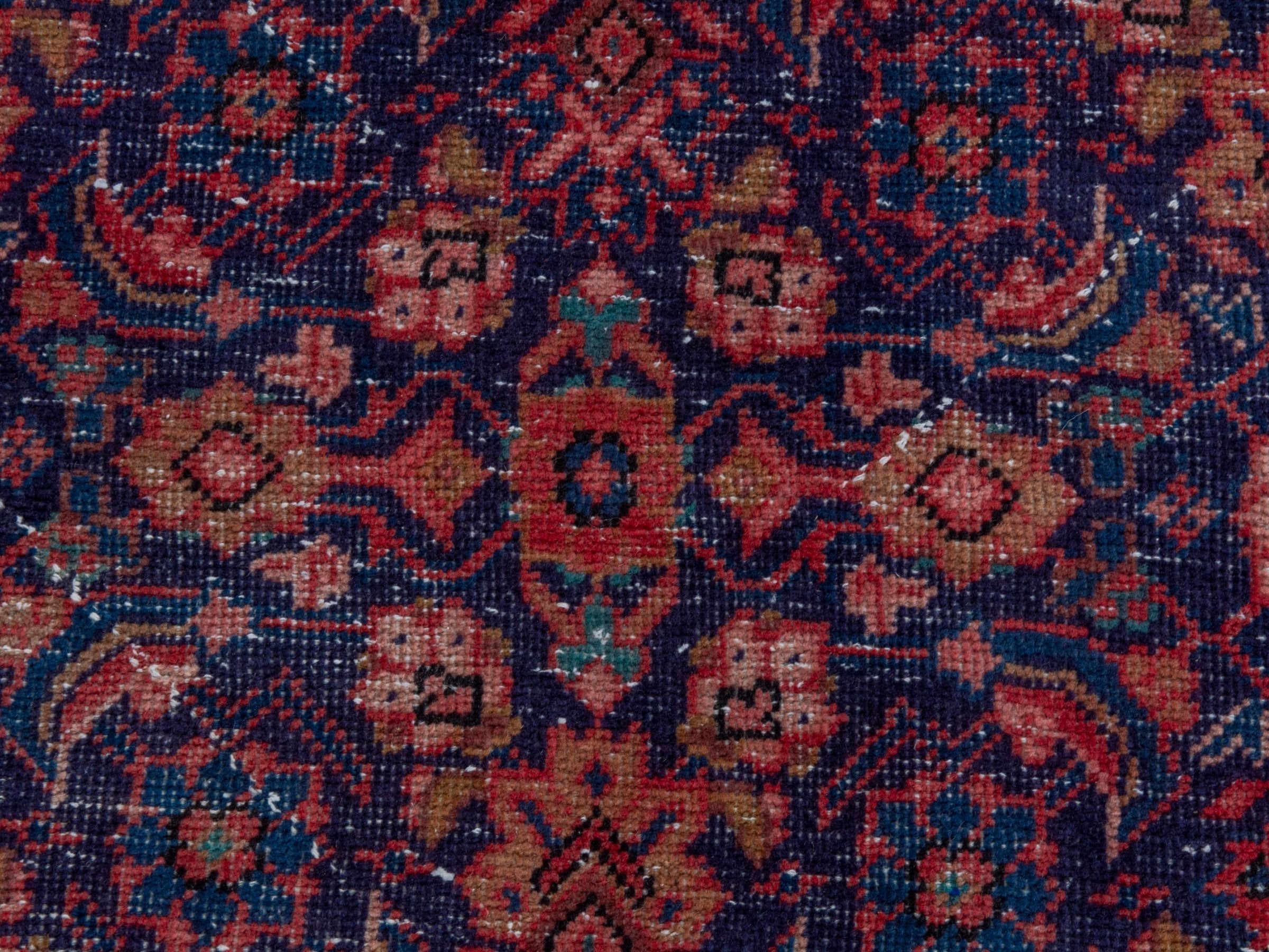 Persian Mahal runner rug in dark blue and rust, view 12 of 19