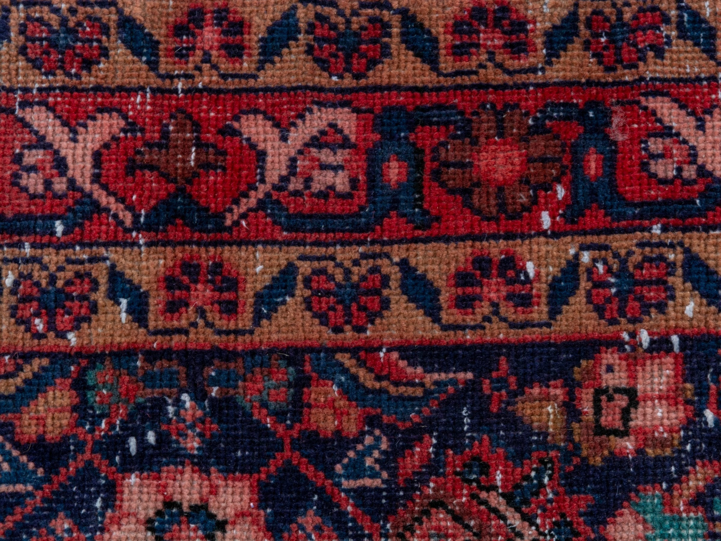 Persian Mahal runner rug in dark blue and rust, view 13 of 19