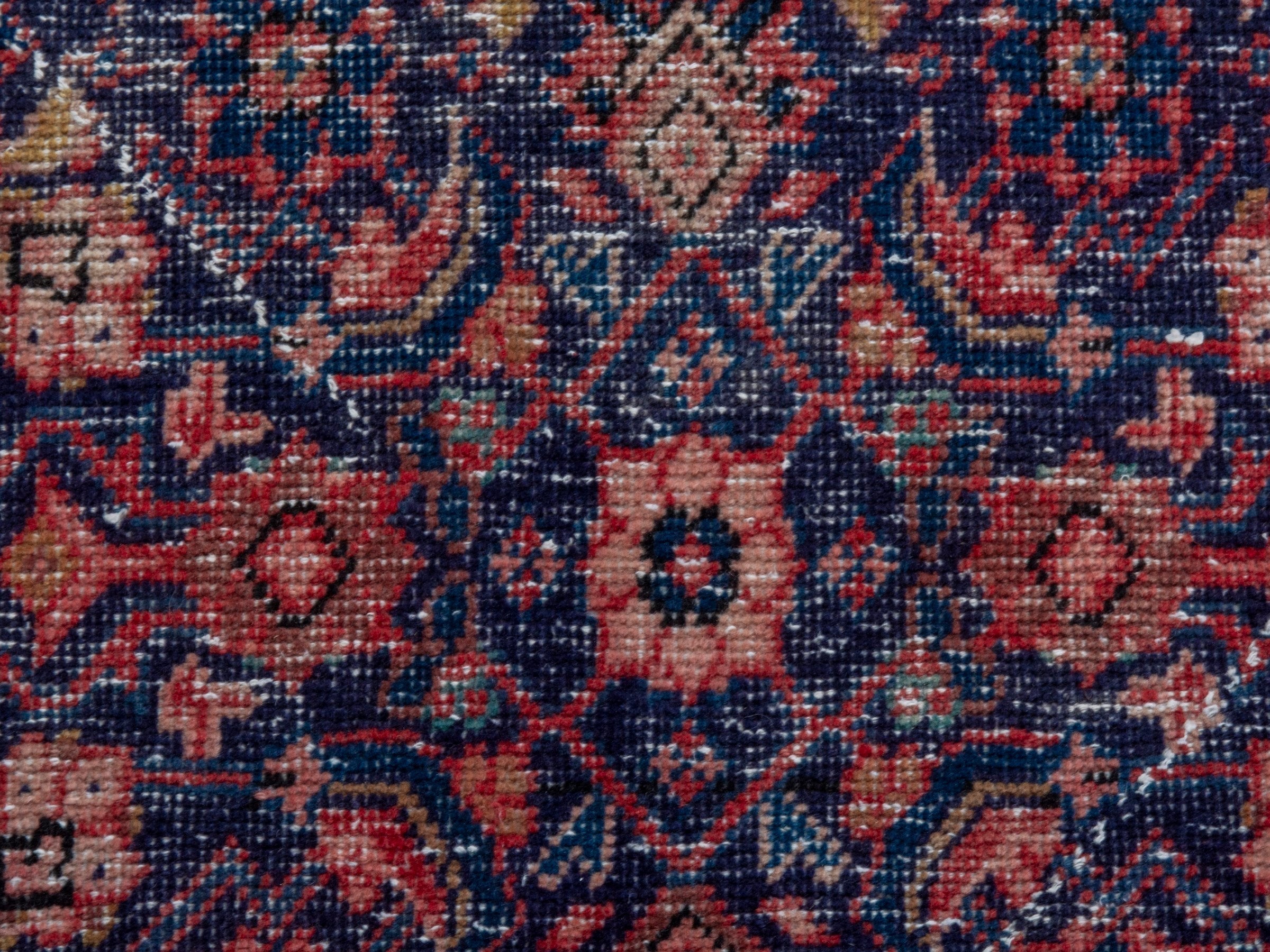 Persian Mahal runner rug in dark blue and rust, view 14 of 19