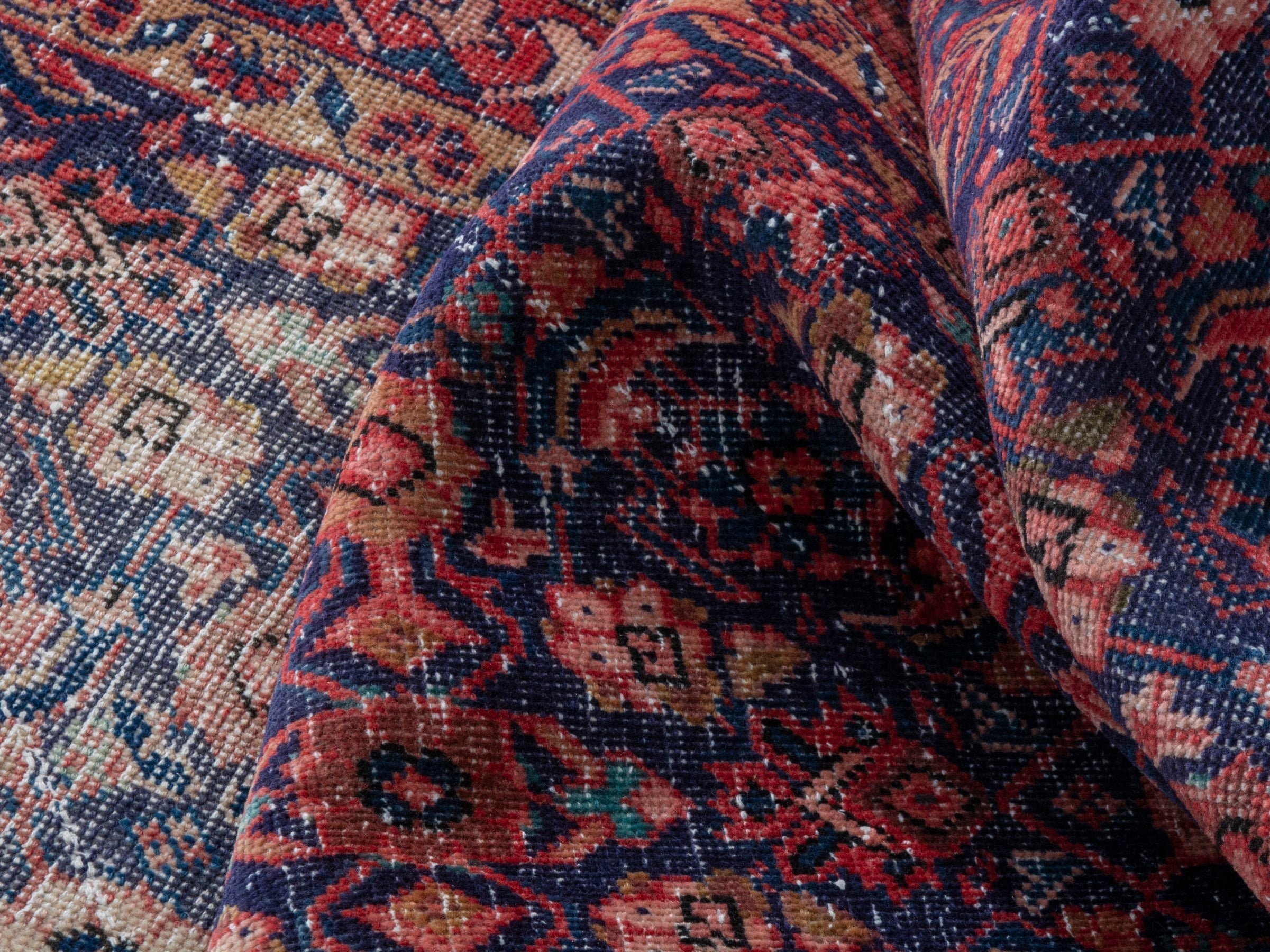 Persian Mahal runner rug in dark blue and rust, view 16 of 19