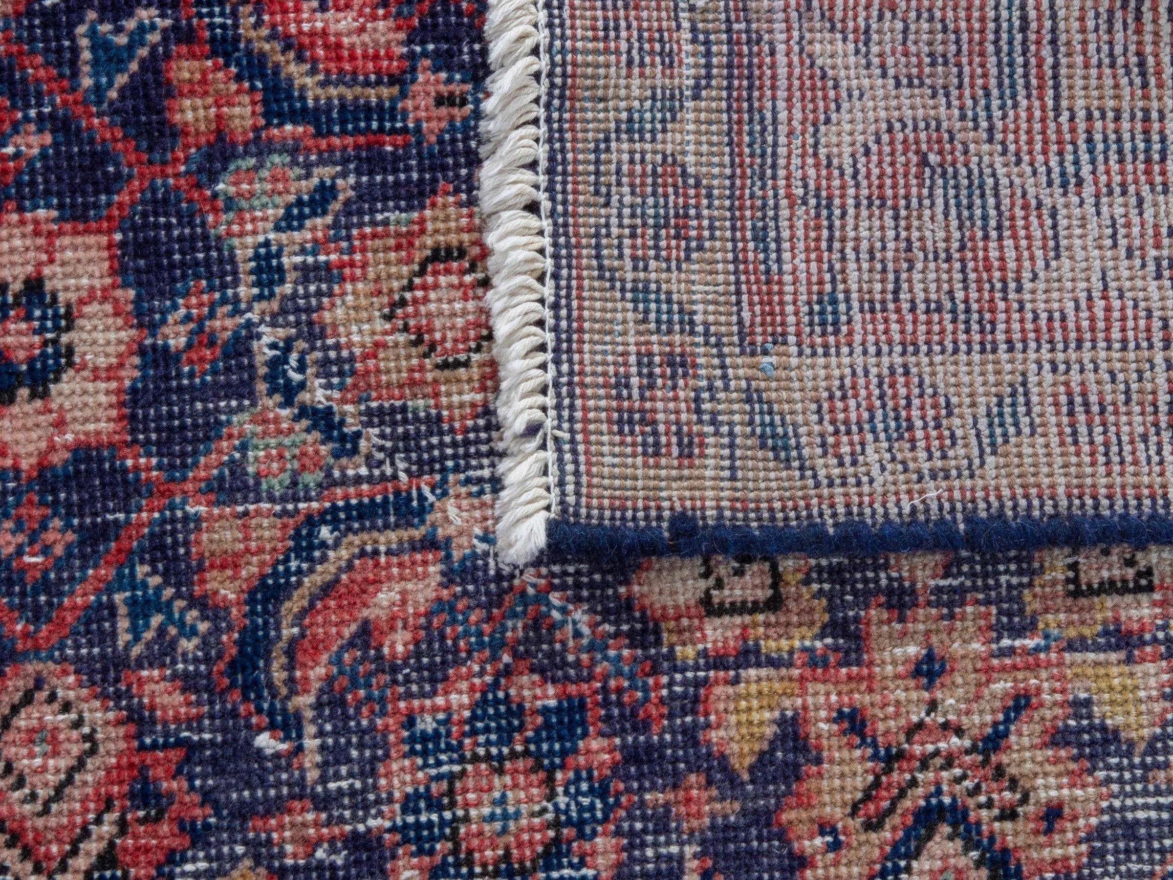 Persian Mahal runner rug in dark blue and rust, view 19 of 19