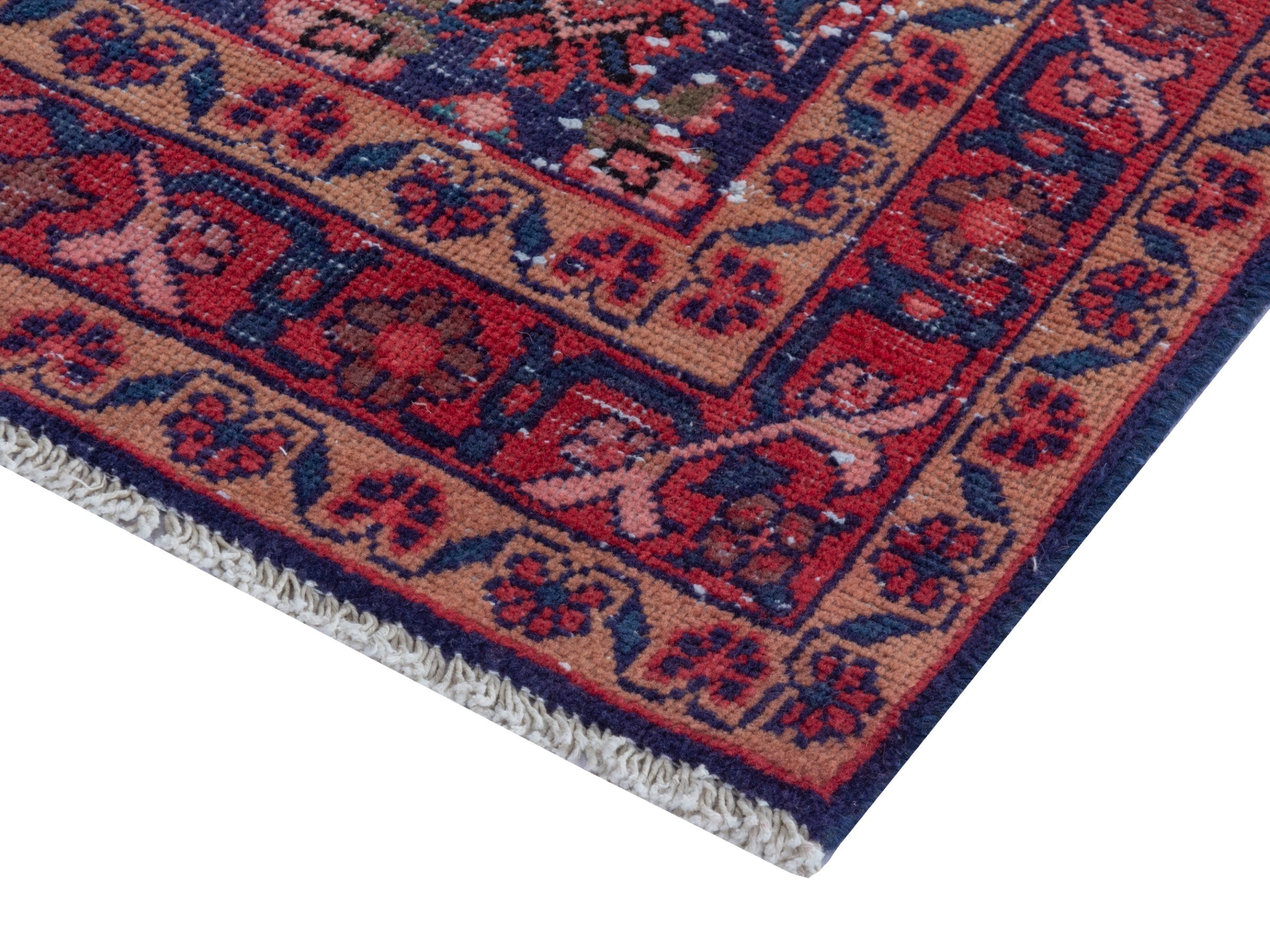 Persian Mahal runner rug in dark blue and rust, view 5 of 19