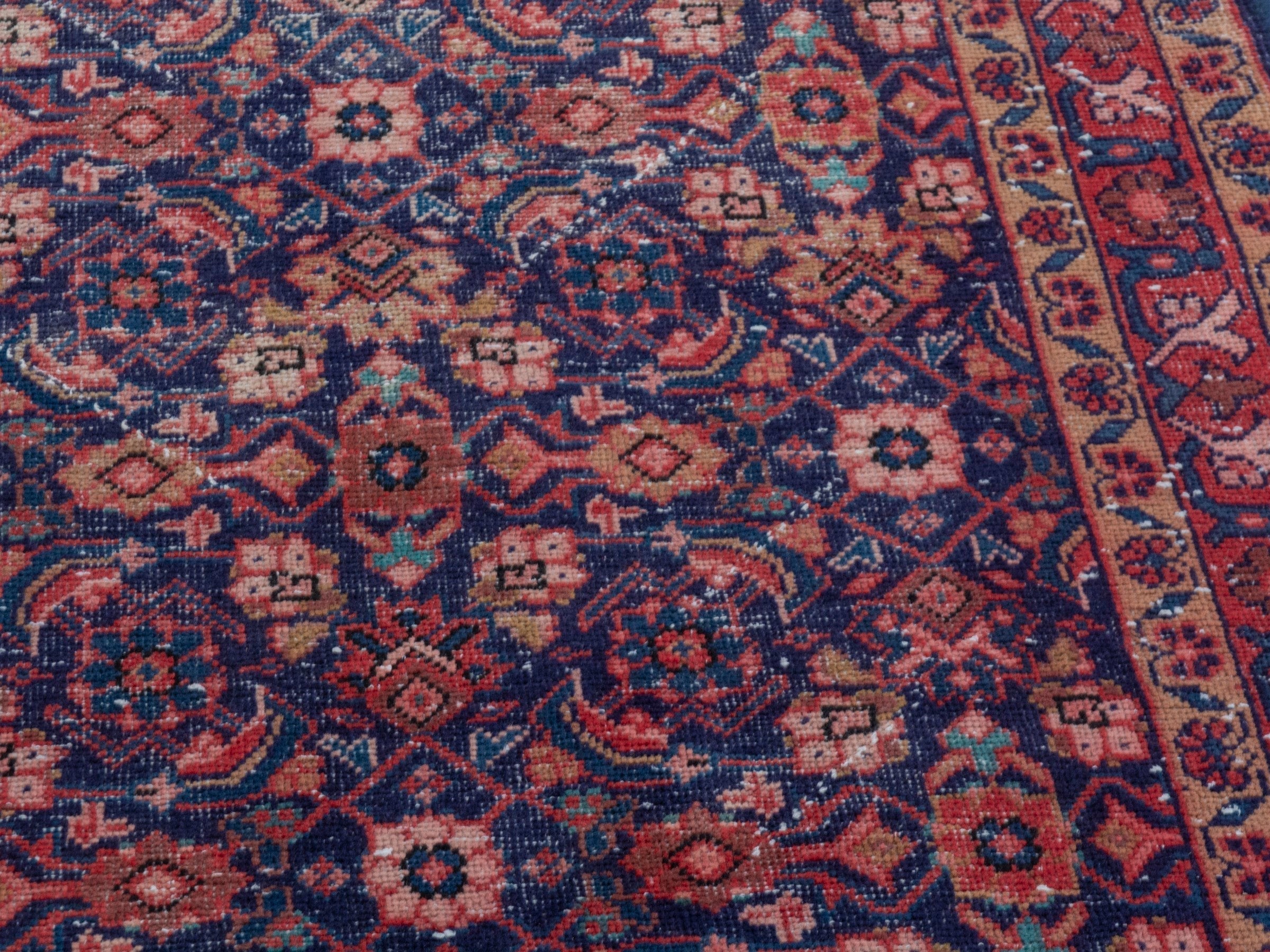 Persian Mahal runner rug in dark blue and rust, view 9 of 19
