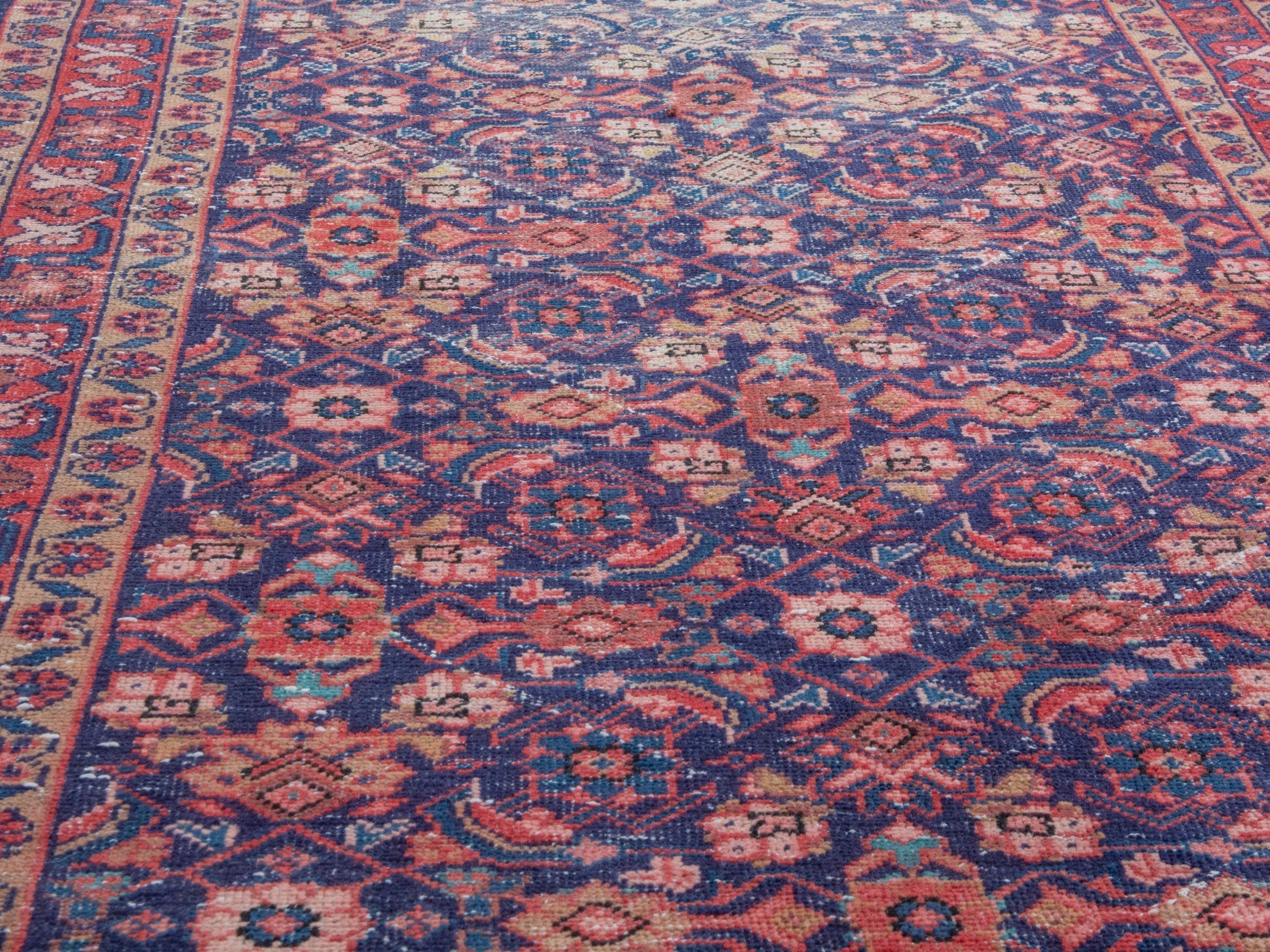 Persian Mahal runner rug in dark blue and rust, view 7 of 19