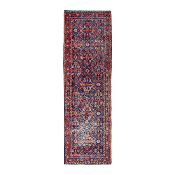 Persian Mahal runner rug in dark blue and rust, 3'3" x 10'2"