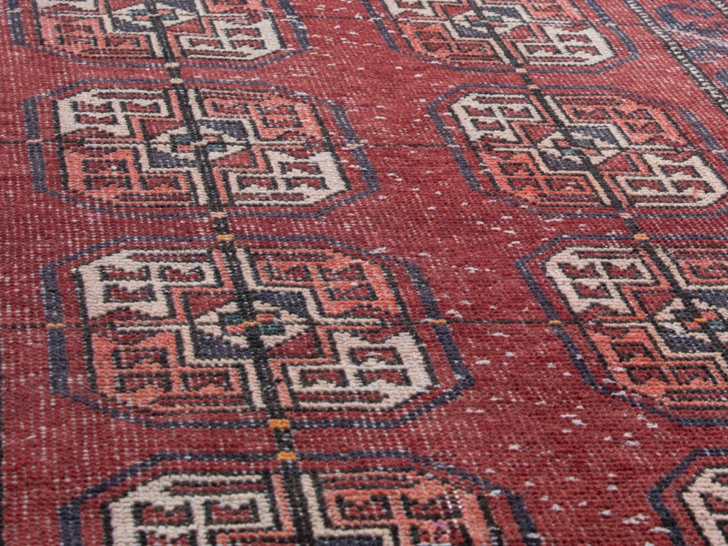 Persian Ferdos runner rug in burgundy and cream, view 8 of 18