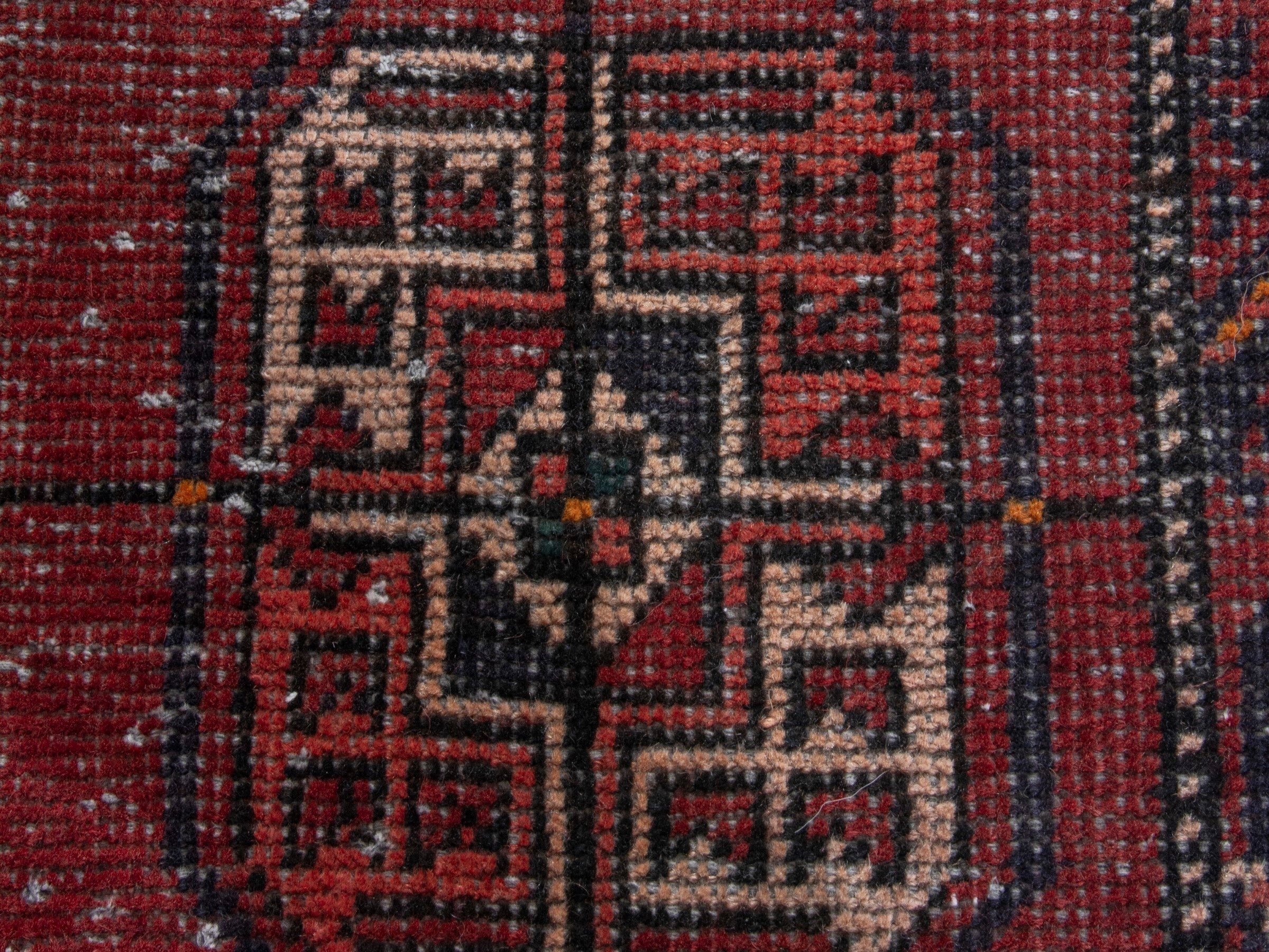 Persian Ferdos runner rug in burgundy and cream, view 11 of 18