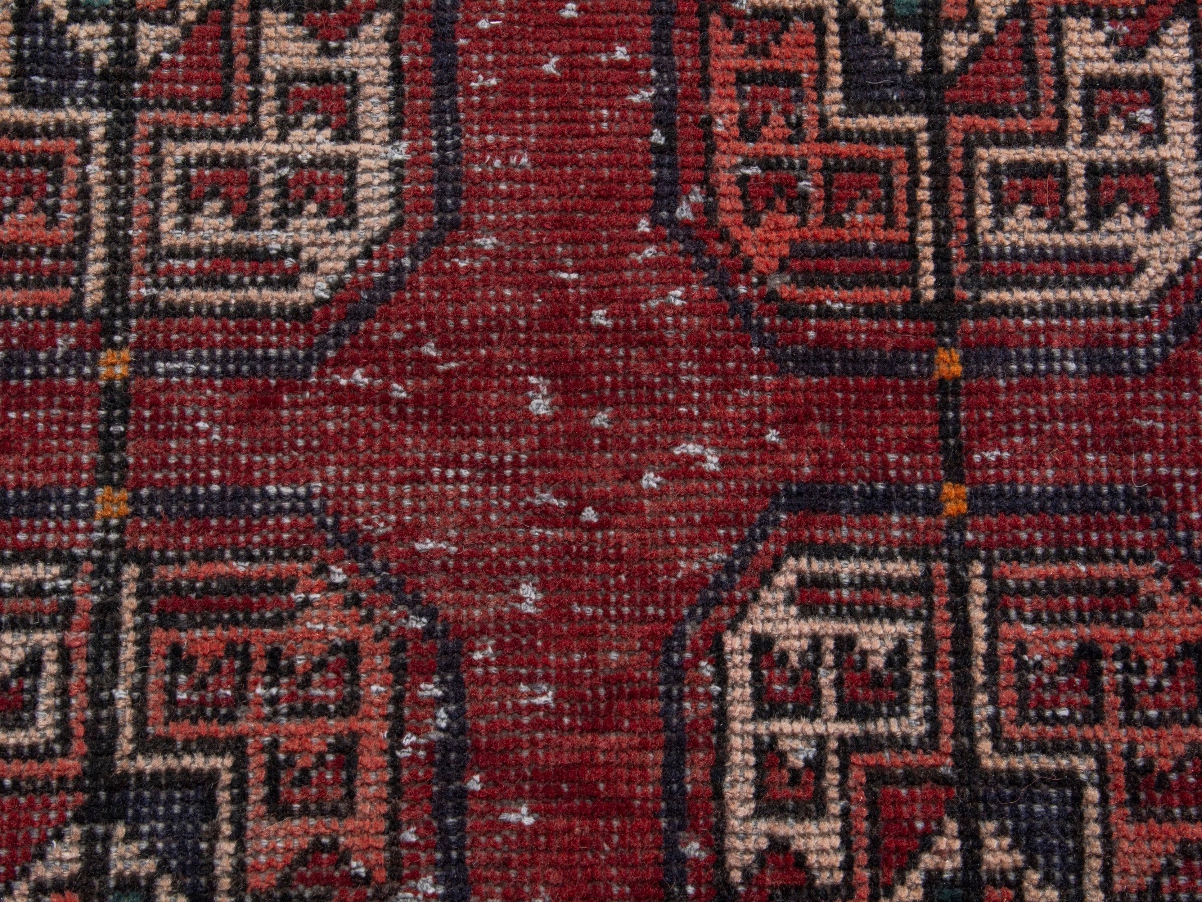 Persian Ferdos runner rug in burgundy and cream, view 12 of 18