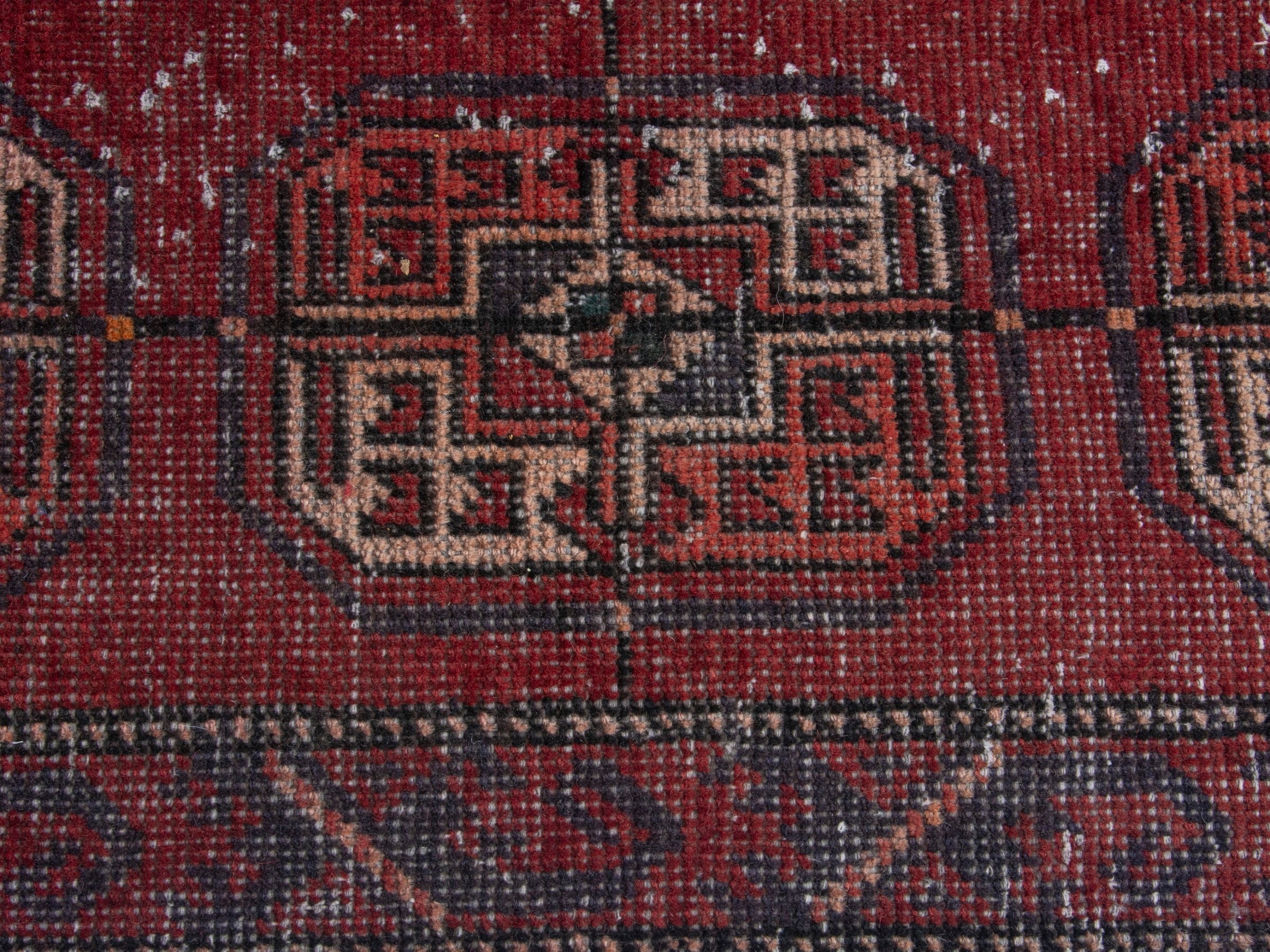 Persian Ferdos runner rug in burgundy and cream, view 13 of 18