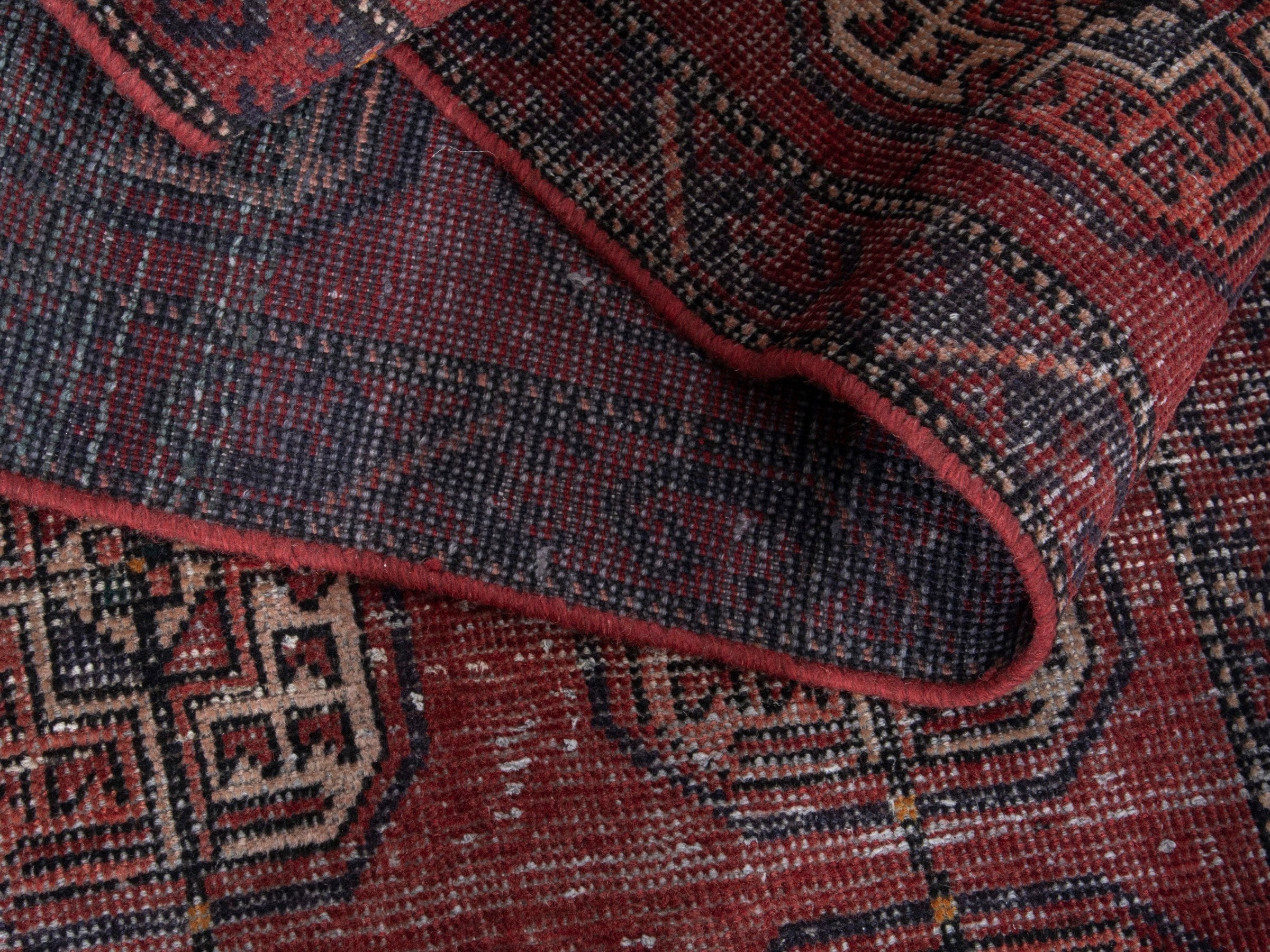 Persian Ferdos runner rug in burgundy and cream, view 14 of 18