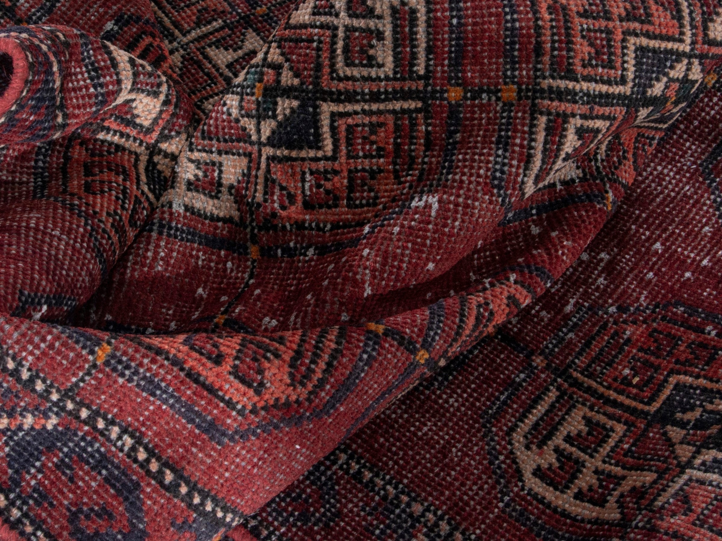 Persian Ferdos runner rug in burgundy and cream, view 15 of 18