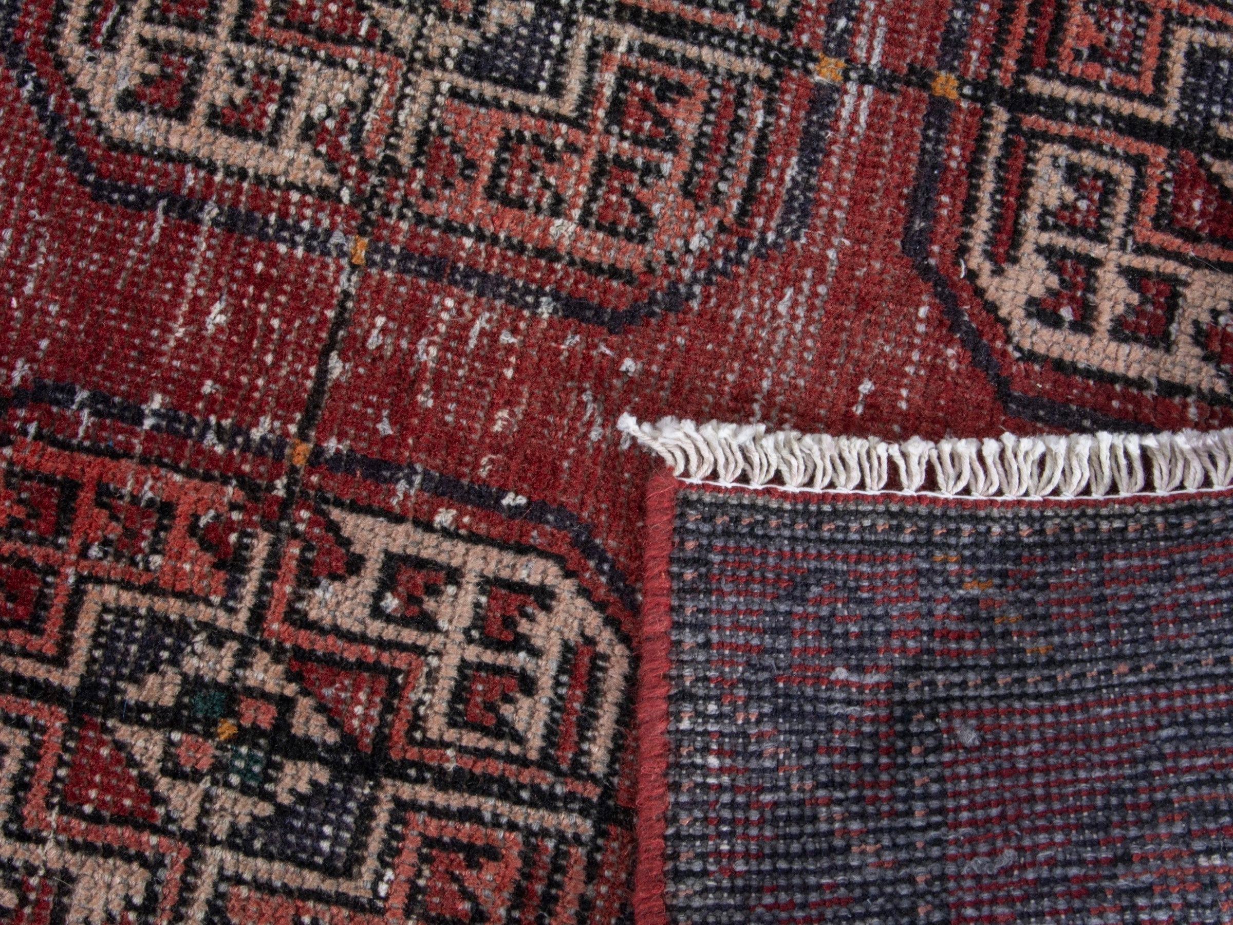 Persian Ferdos runner rug in burgundy and cream, view 18 of 18