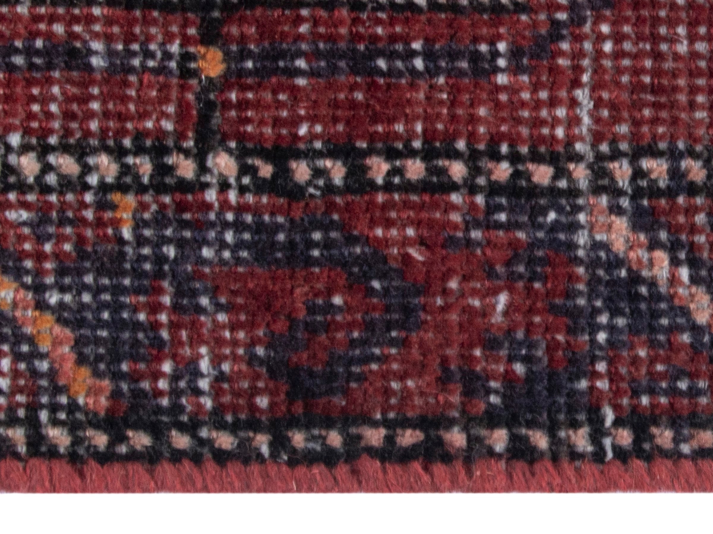 Persian Ferdos runner rug in burgundy and cream, view 10 of 18
