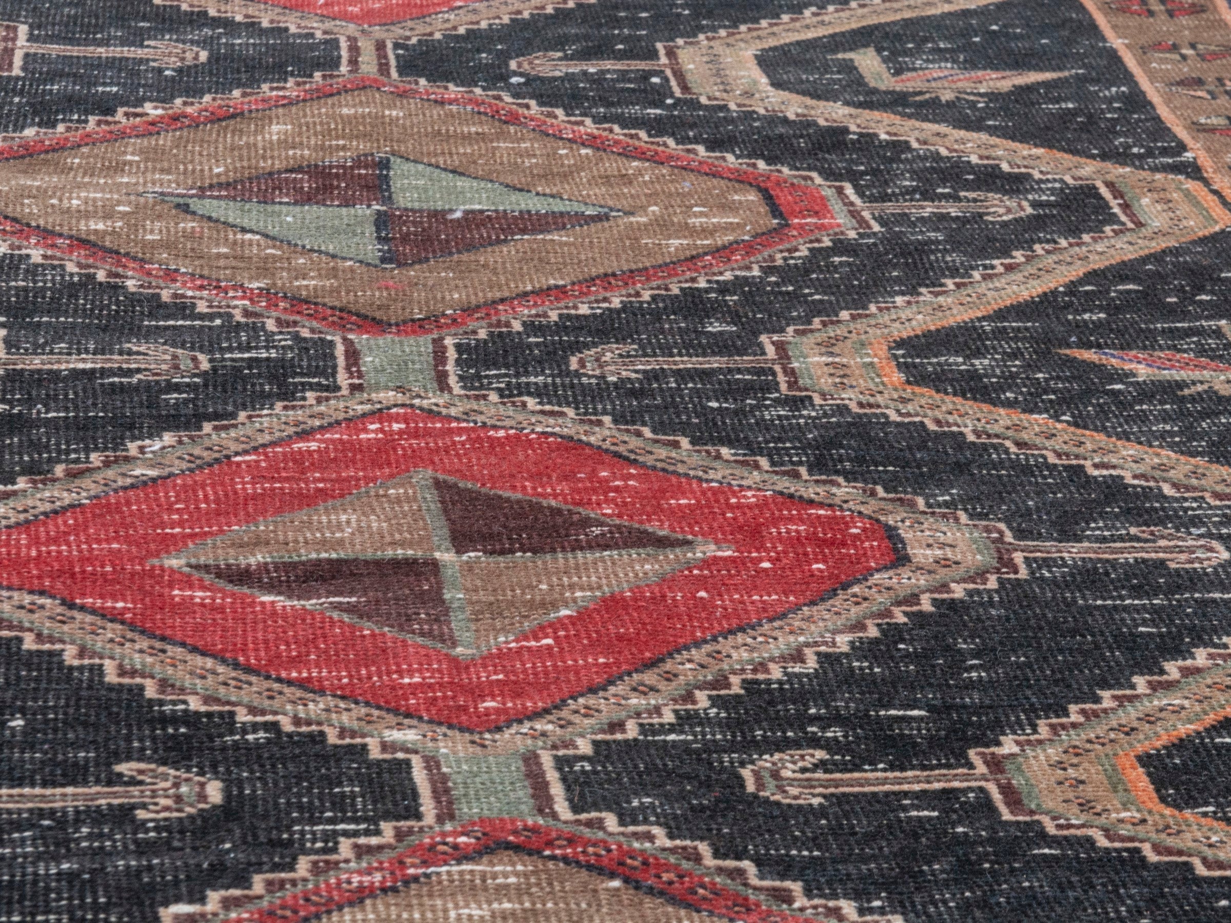 Persian Songhor runner rug in navy and cream, view 8 of 19
