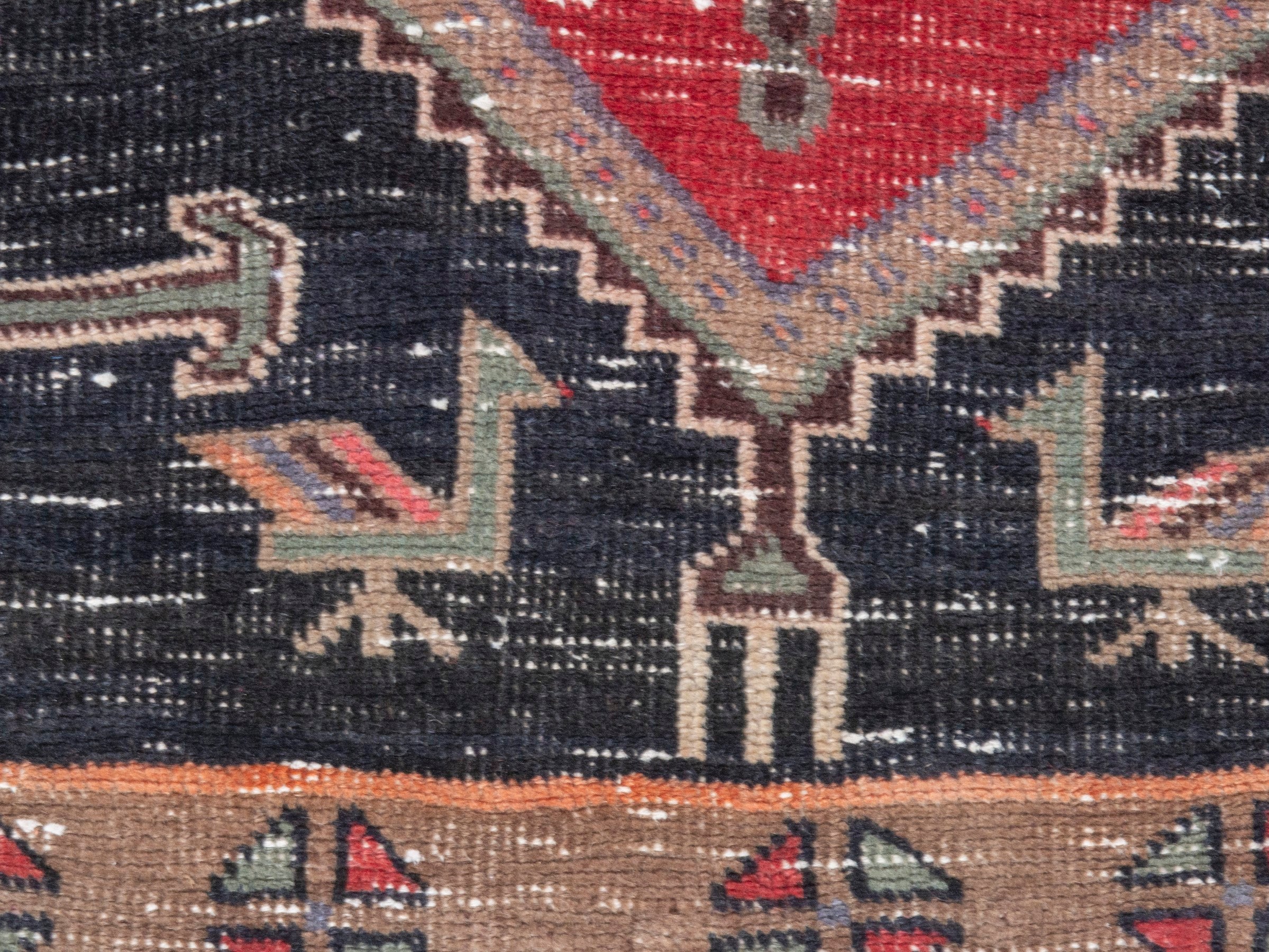 Persian Songhor runner rug in navy and cream, view 11 of 19
