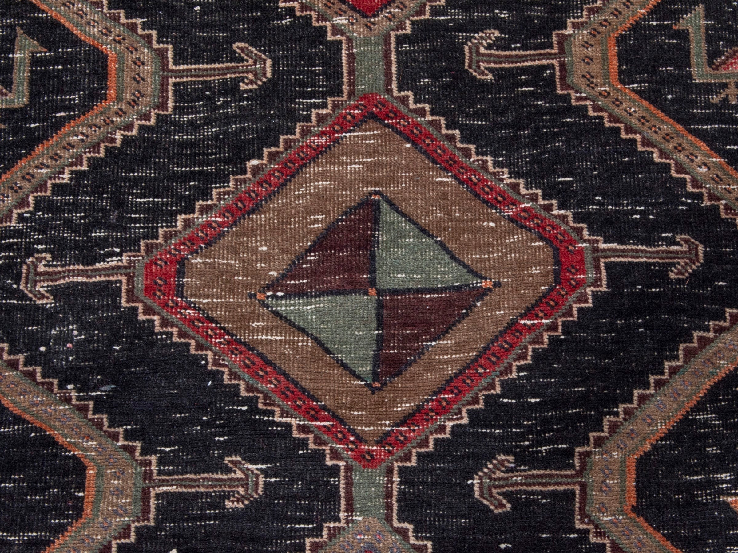 Persian Songhor runner rug in navy and cream, view 12 of 19